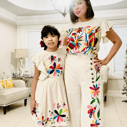 Mexican Girl Dress Otomi - Hummingbird Mexican Girl Dress Otomi - Hummingbird