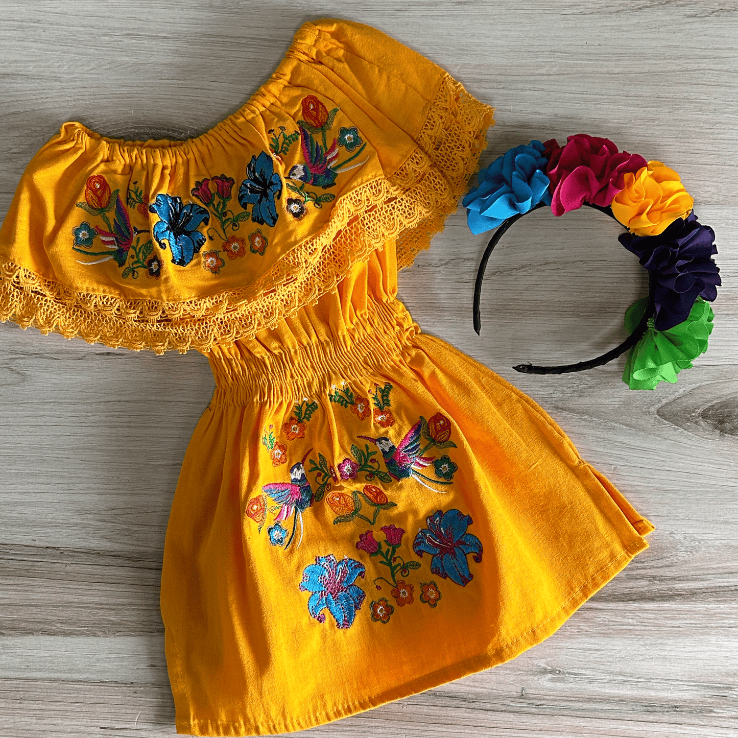 Mexican Girl Off Shoulder Dress - Humming Bird