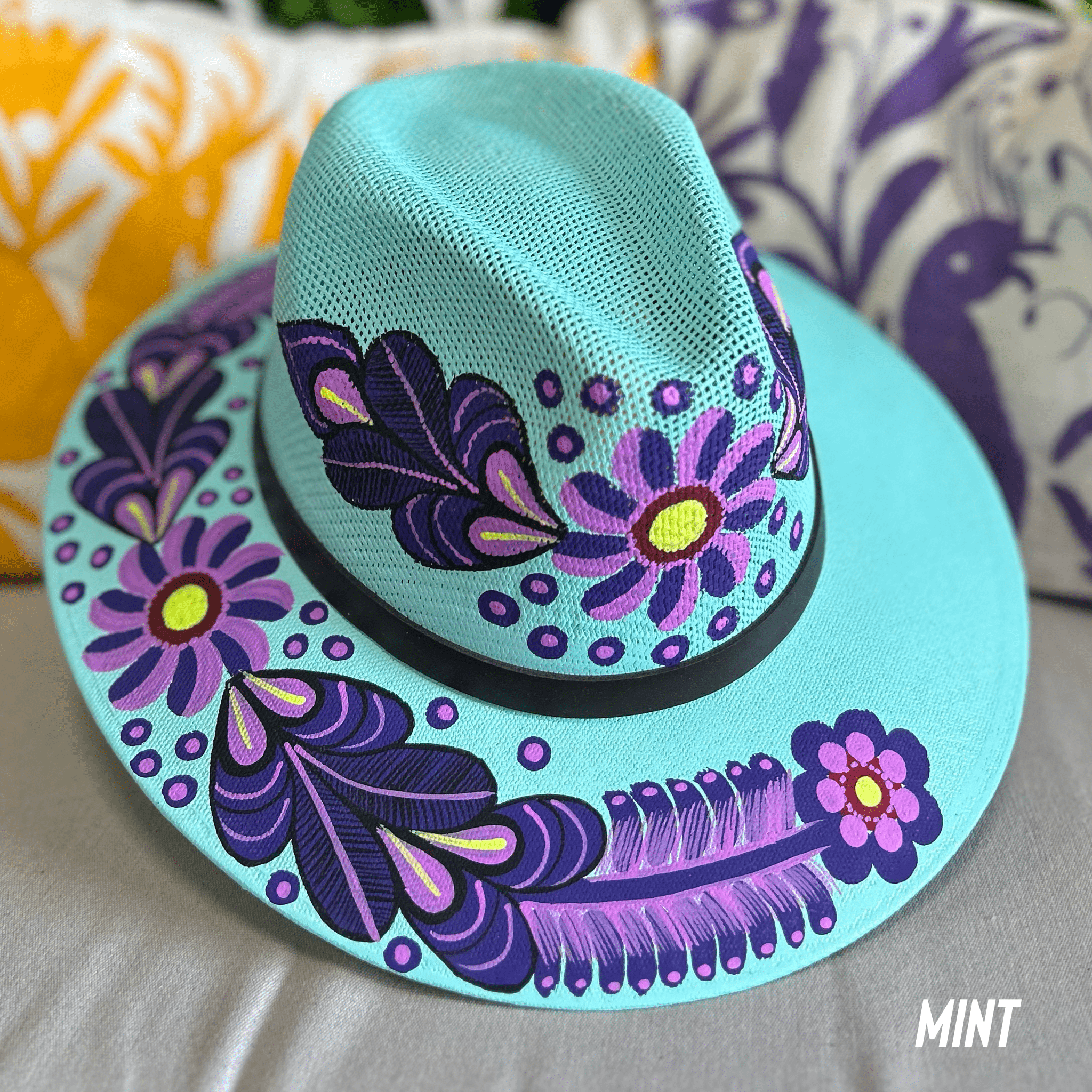 Mexican Hand Painted  Sun Hat - Daisy Mexican Hand Painted  Sun Hat - Daisy