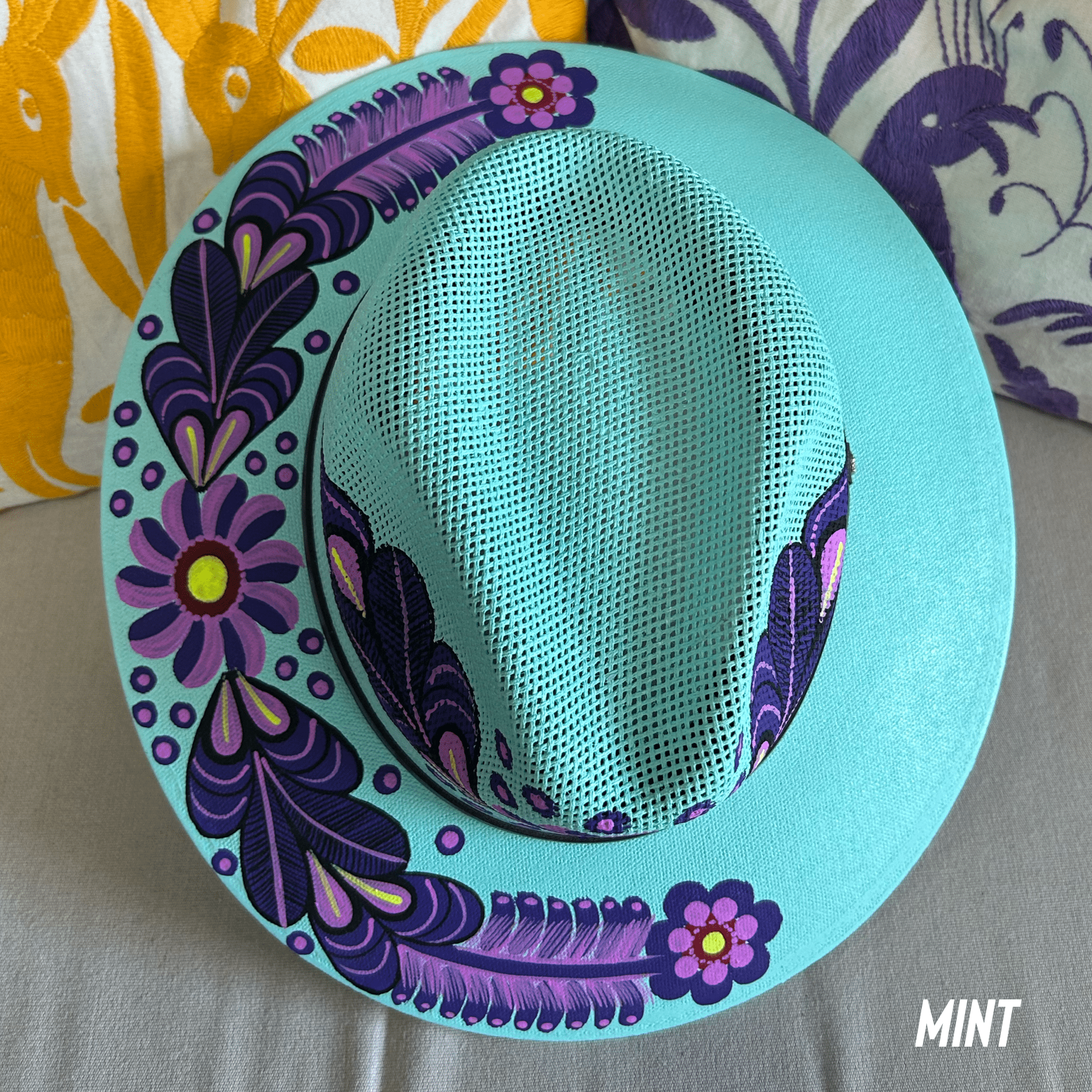 Mexican Hand Painted  Sun Hat - Daisy Mexican Hand Painted  Sun Hat - Daisy