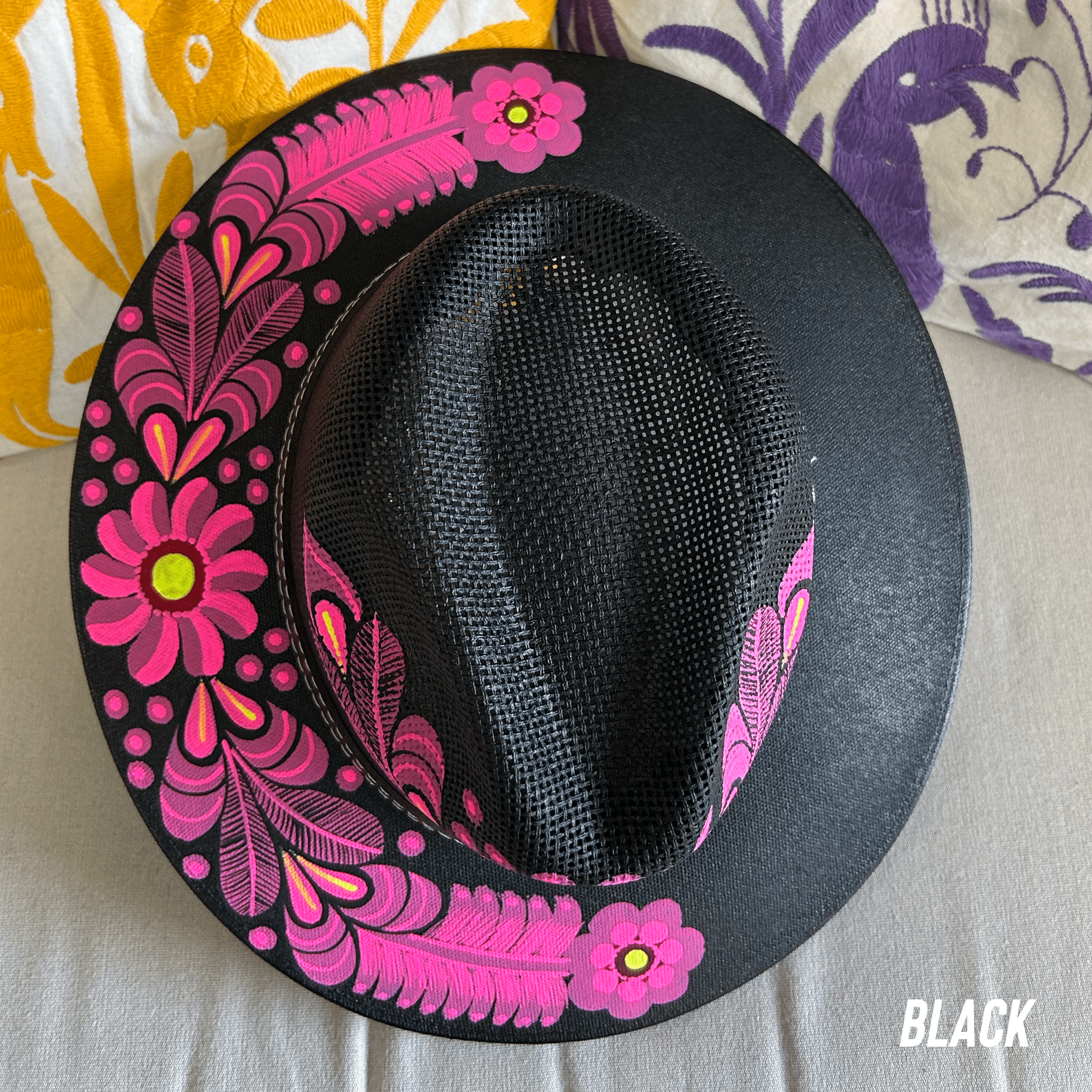 Mexican Hand Painted  Sun Hat - Daisy Mexican Hand Painted  Sun Hat - Daisy