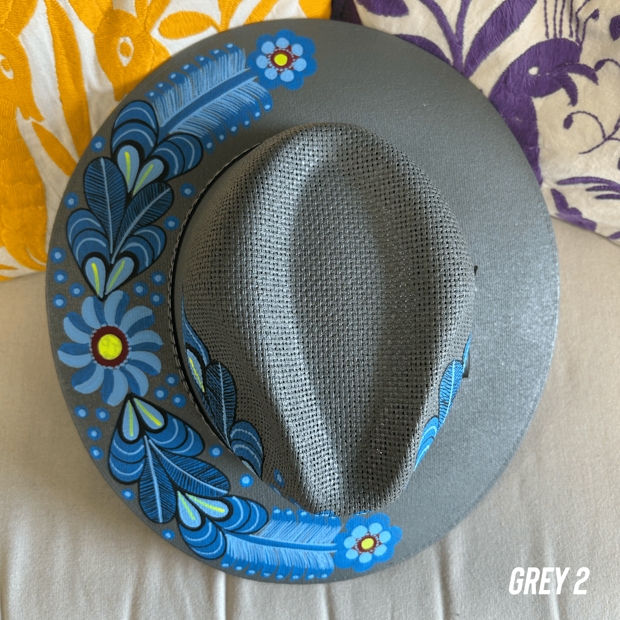 Mexican Hand Painted  Sun Hat - Daisy Mexican Hand Painted  Sun Hat - Daisy