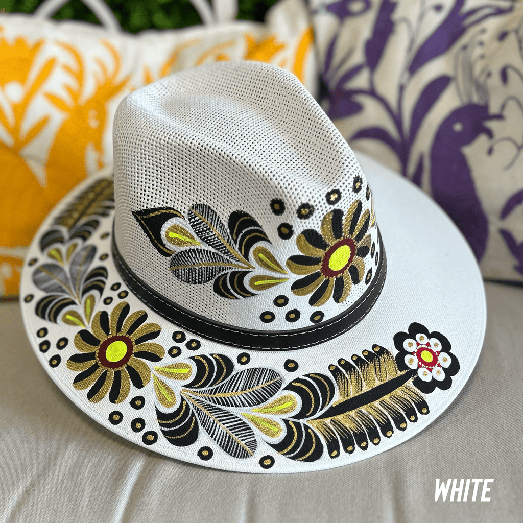 Mexican Hand Painted  Sun Hat - Daisy Mexican Hand Painted  Sun Hat - Daisy
