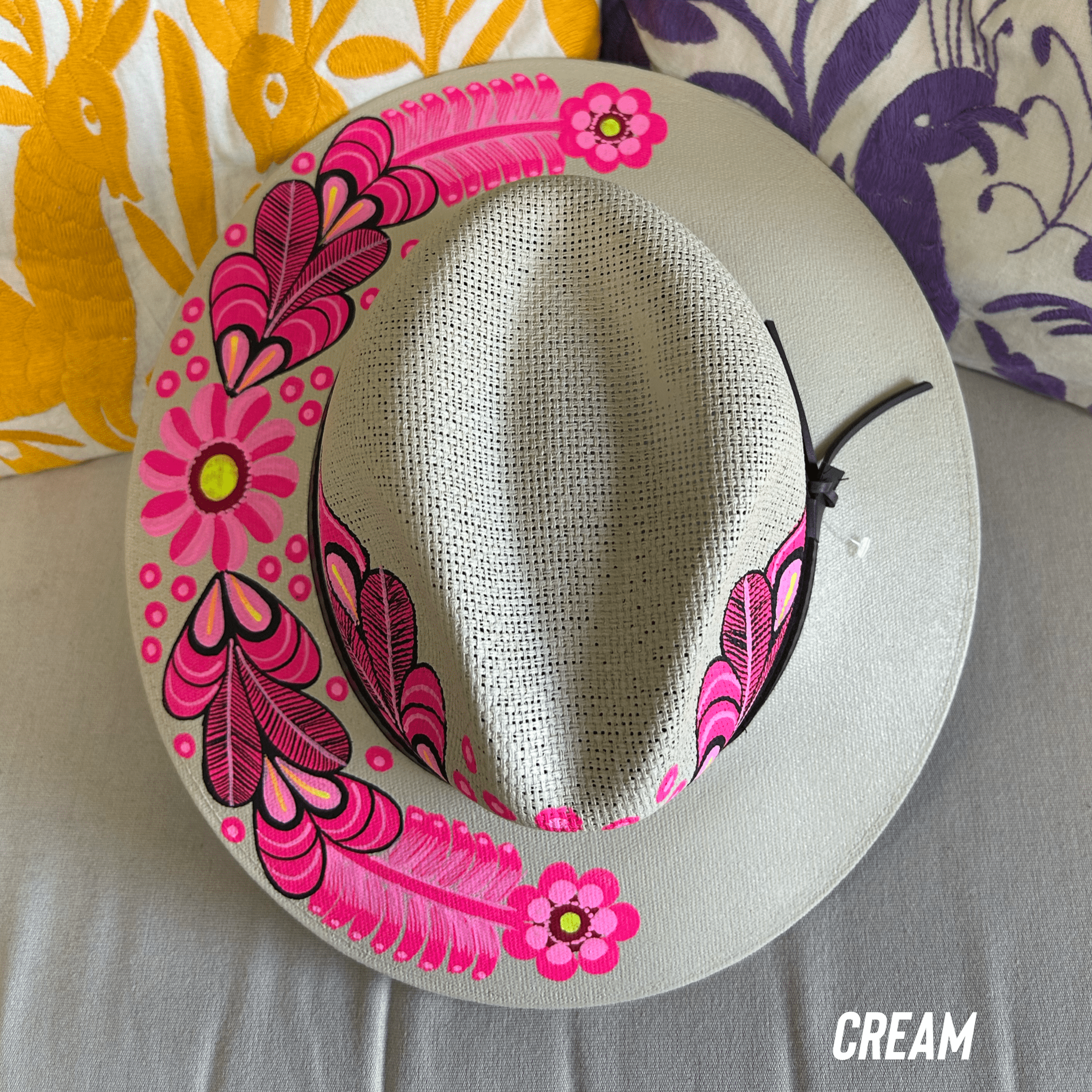 Mexican Hand Painted  Sun Hat - Daisy Mexican Hand Painted  Sun Hat - Daisy