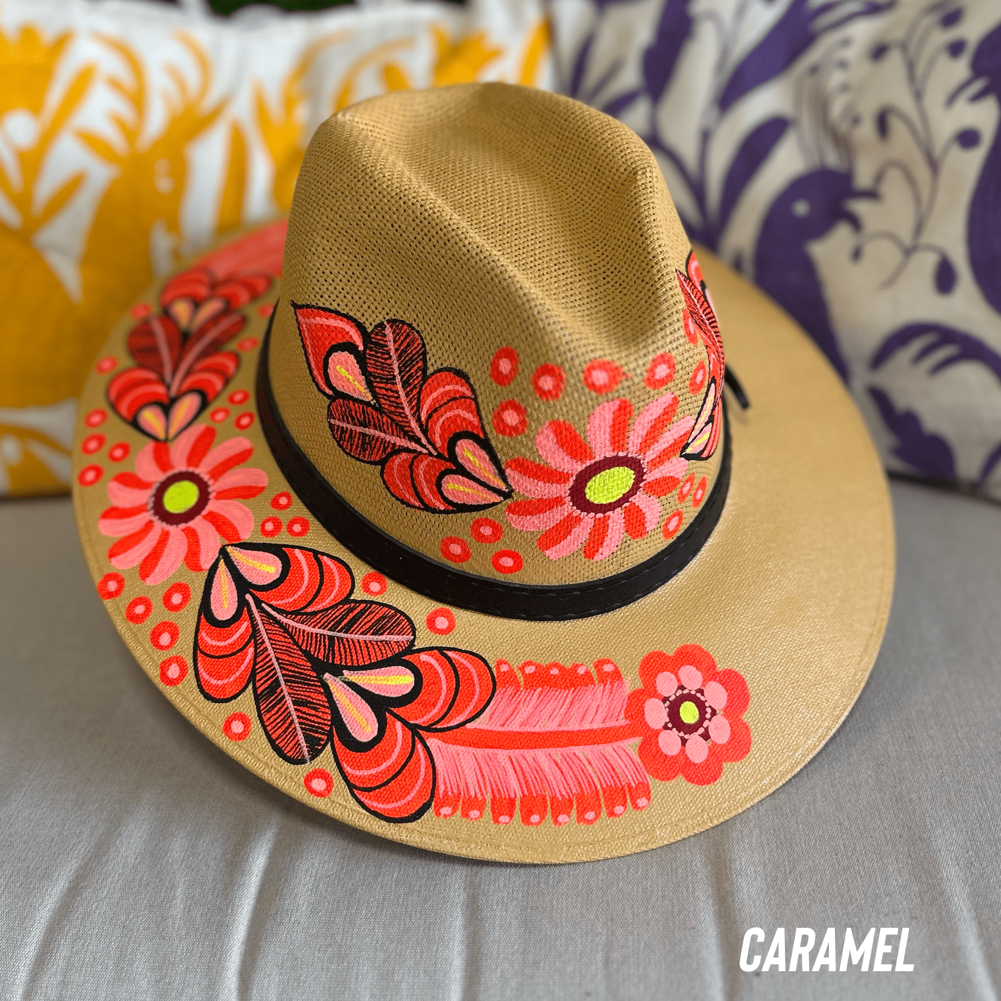 Mexican Hand Painted  Sun Hat - Daisy Mexican Hand Painted  Sun Hat - Daisy