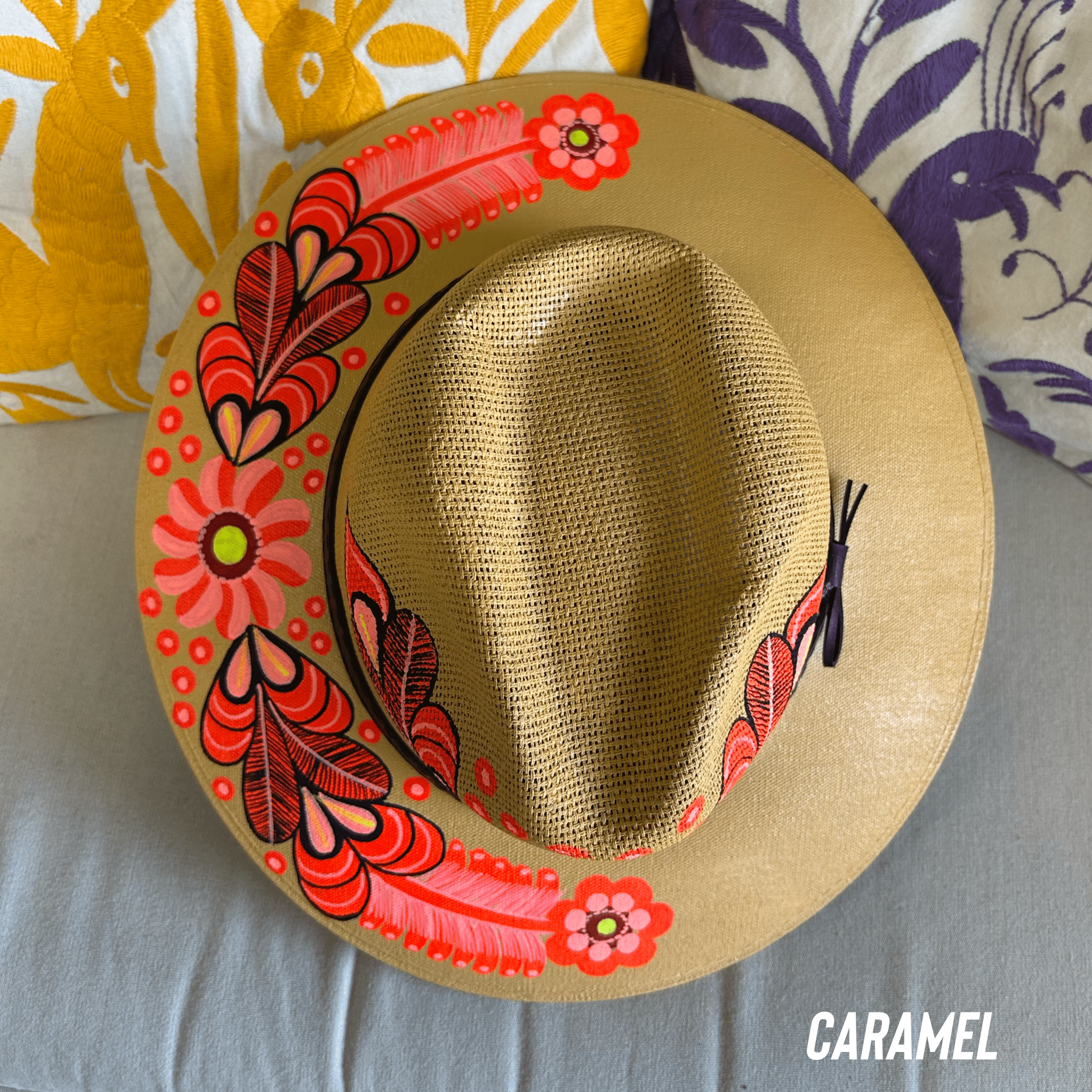 Mexican Hand Painted  Sun Hat - Daisy Mexican Hand Painted  Sun Hat - Daisy