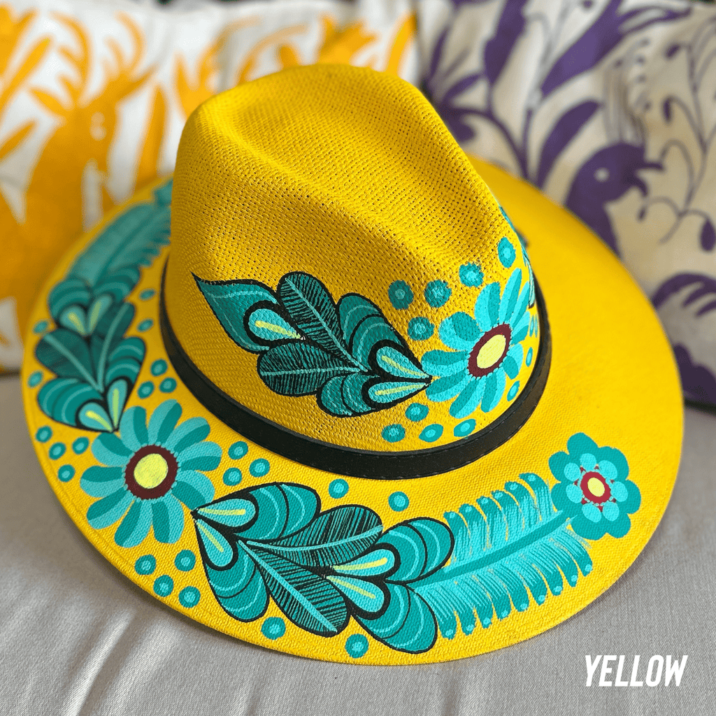 Mexican Hand Painted  Sun Hat - Daisy Mexican Hand Painted  Sun Hat - Daisy