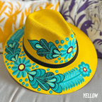 Mexican Hand Painted  Sun Hat - Daisy Mexican Hand Painted  Sun Hat - Daisy