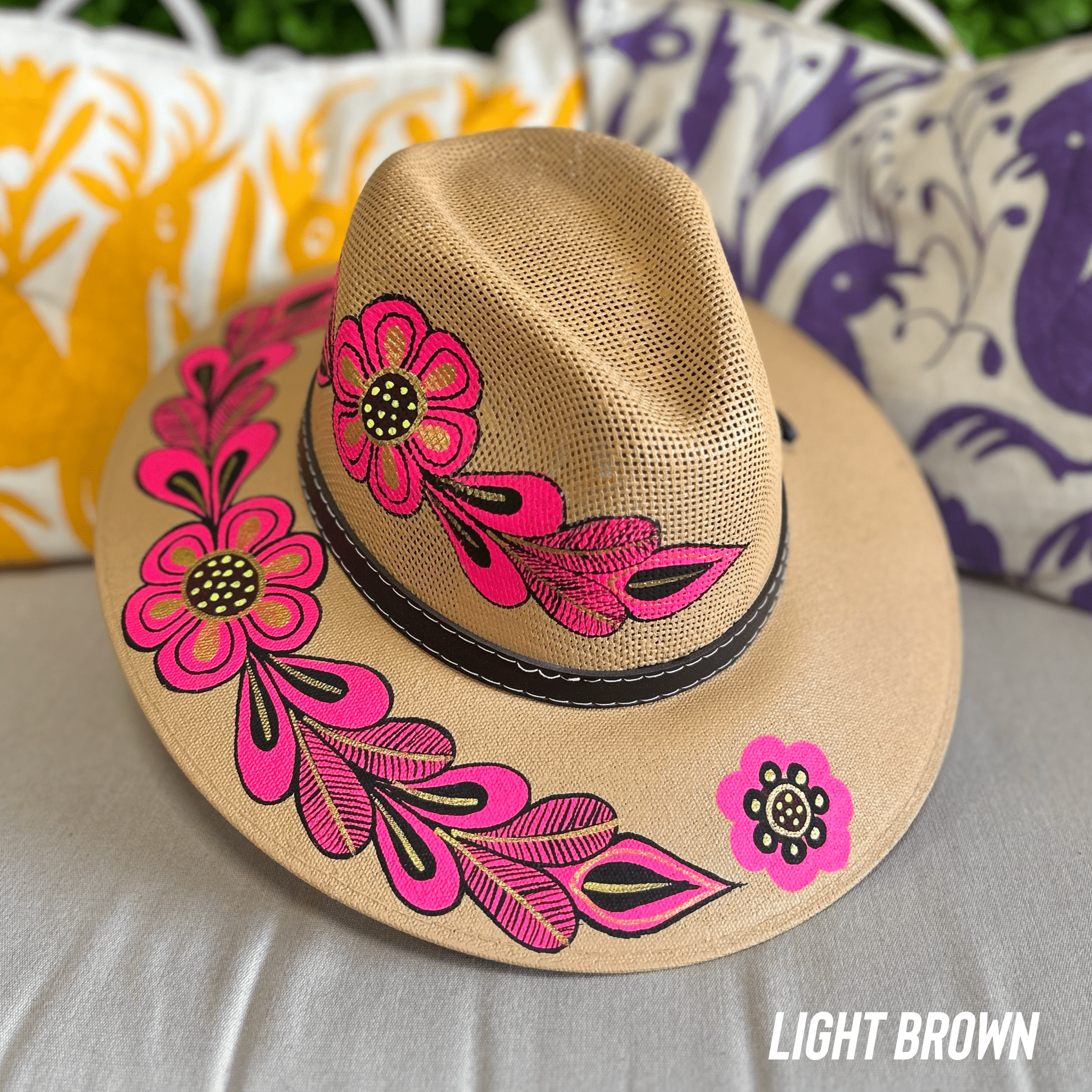 Mexican Hand Painted  Sun Hat - Daisy Mexican Hand Painted  Sun Hat - Daisy