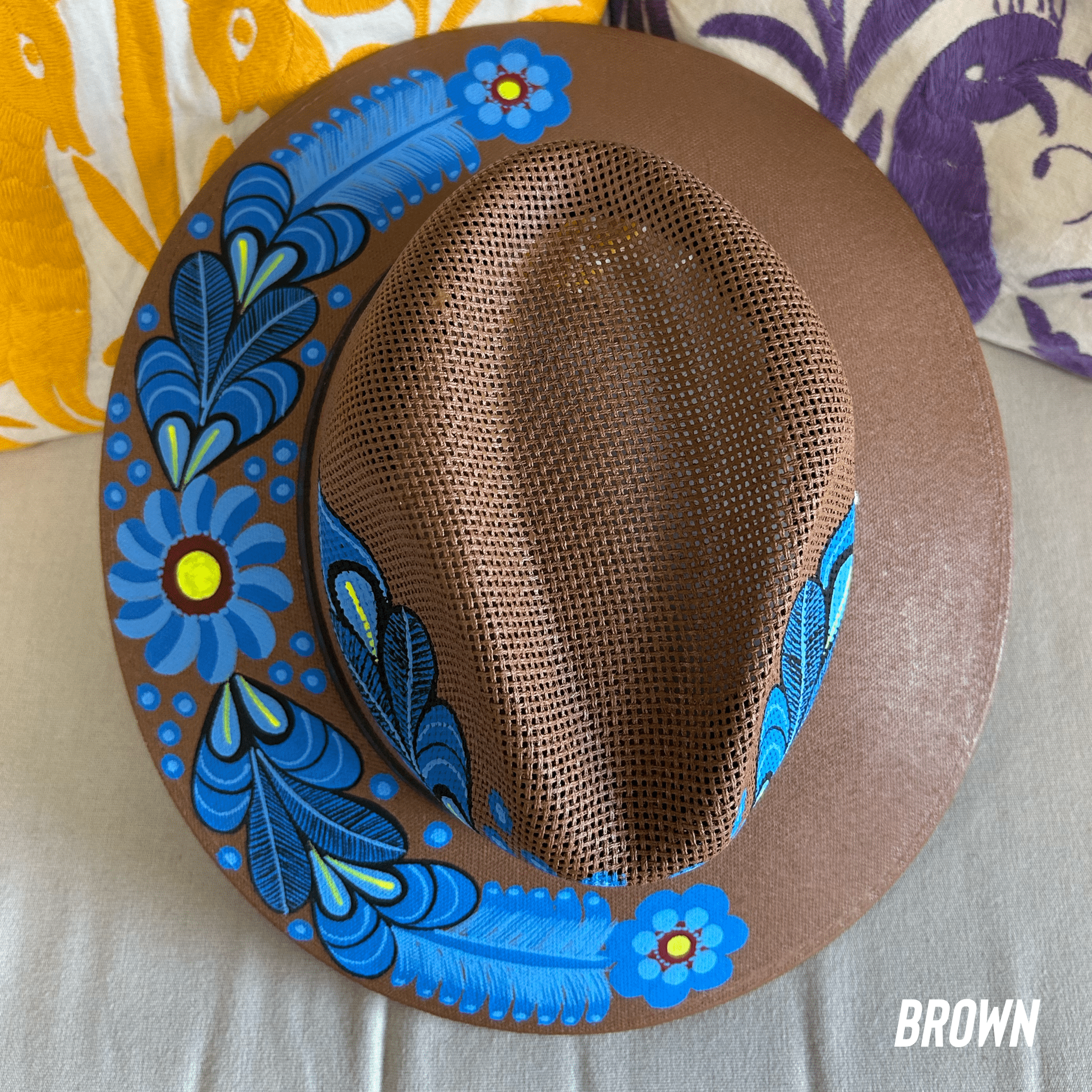 Mexican Hand Painted  Sun Hat - Daisy Mexican Hand Painted  Sun Hat - Daisy