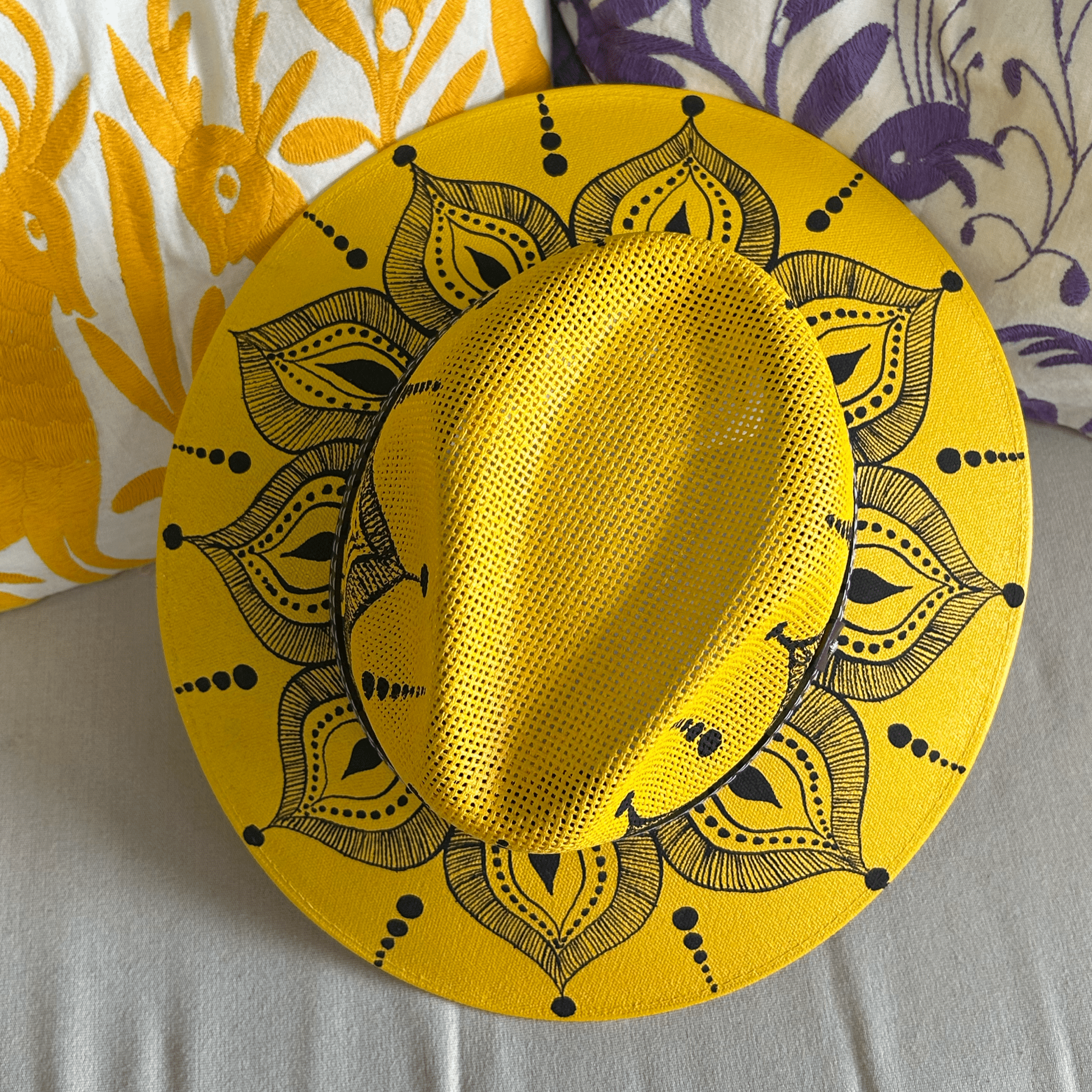 Mexican Hand Painted  Sun Hat - Gypsy Mexican Hand Painted  Sun Hat - Gypsy