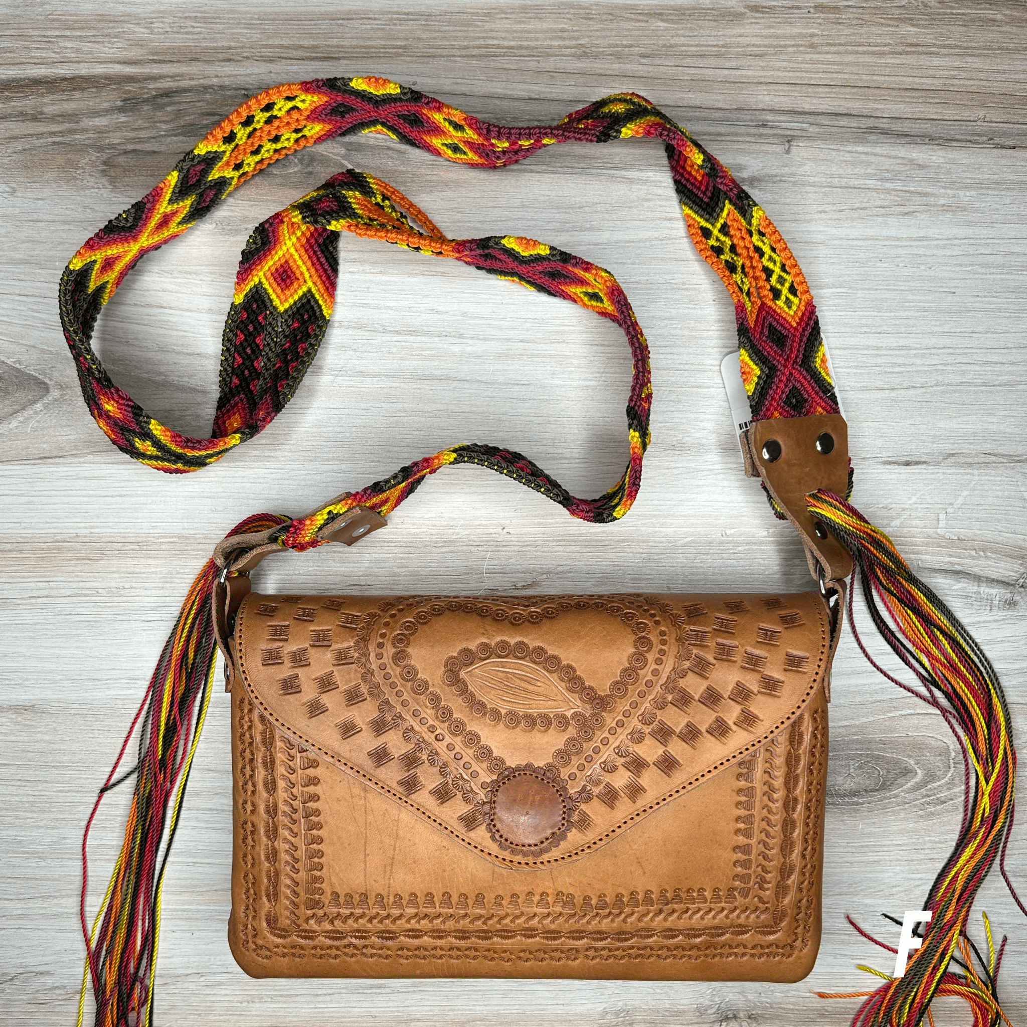 Mexican Leather Envelope Crossbody Bag - Hand Tooled Mexican Leather Envelope Crossbody Bag - Hand Tooled