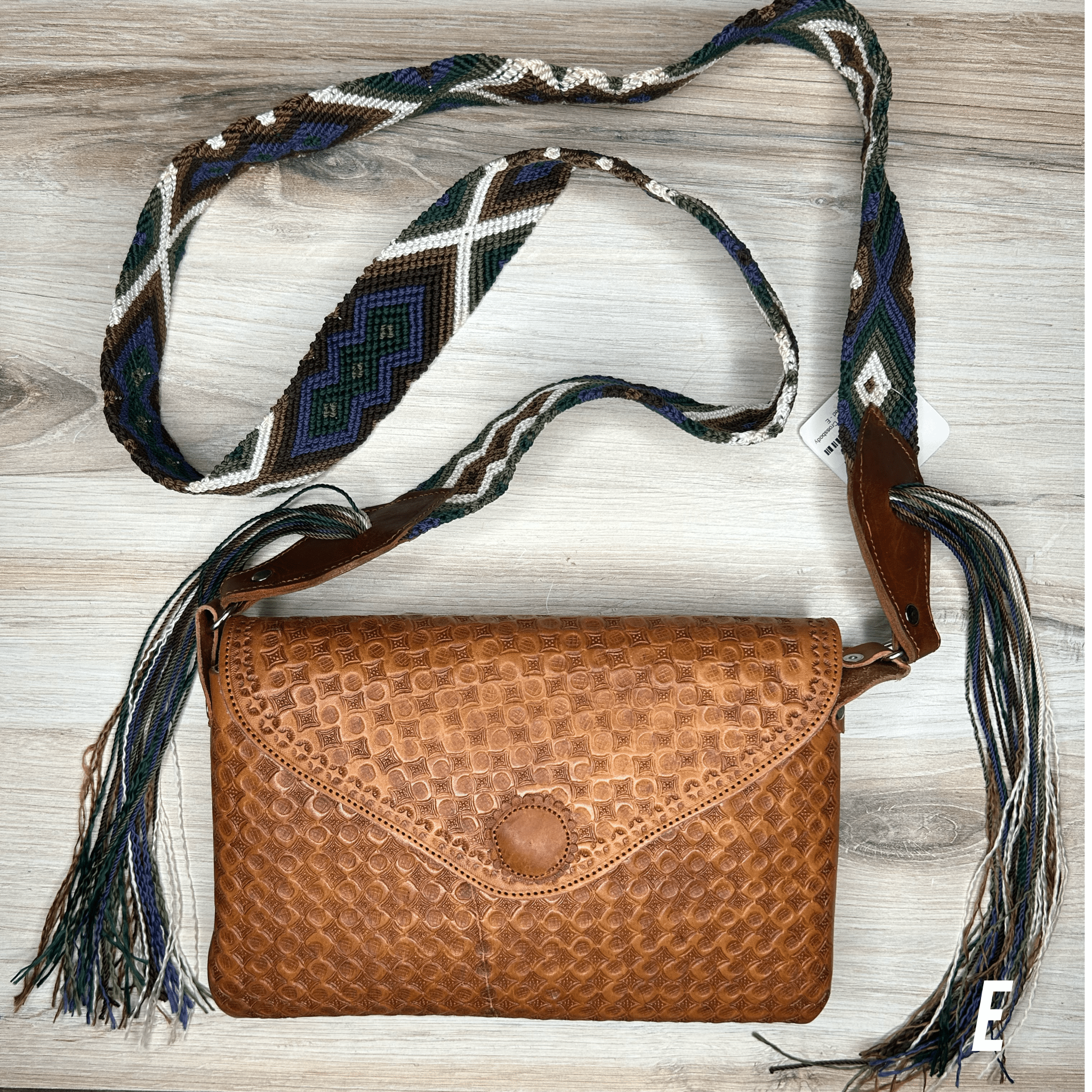 Mexican Leather Envelope Crossbody Bag - Hand Tooled Mexican Leather Envelope Crossbody Bag - Hand Tooled