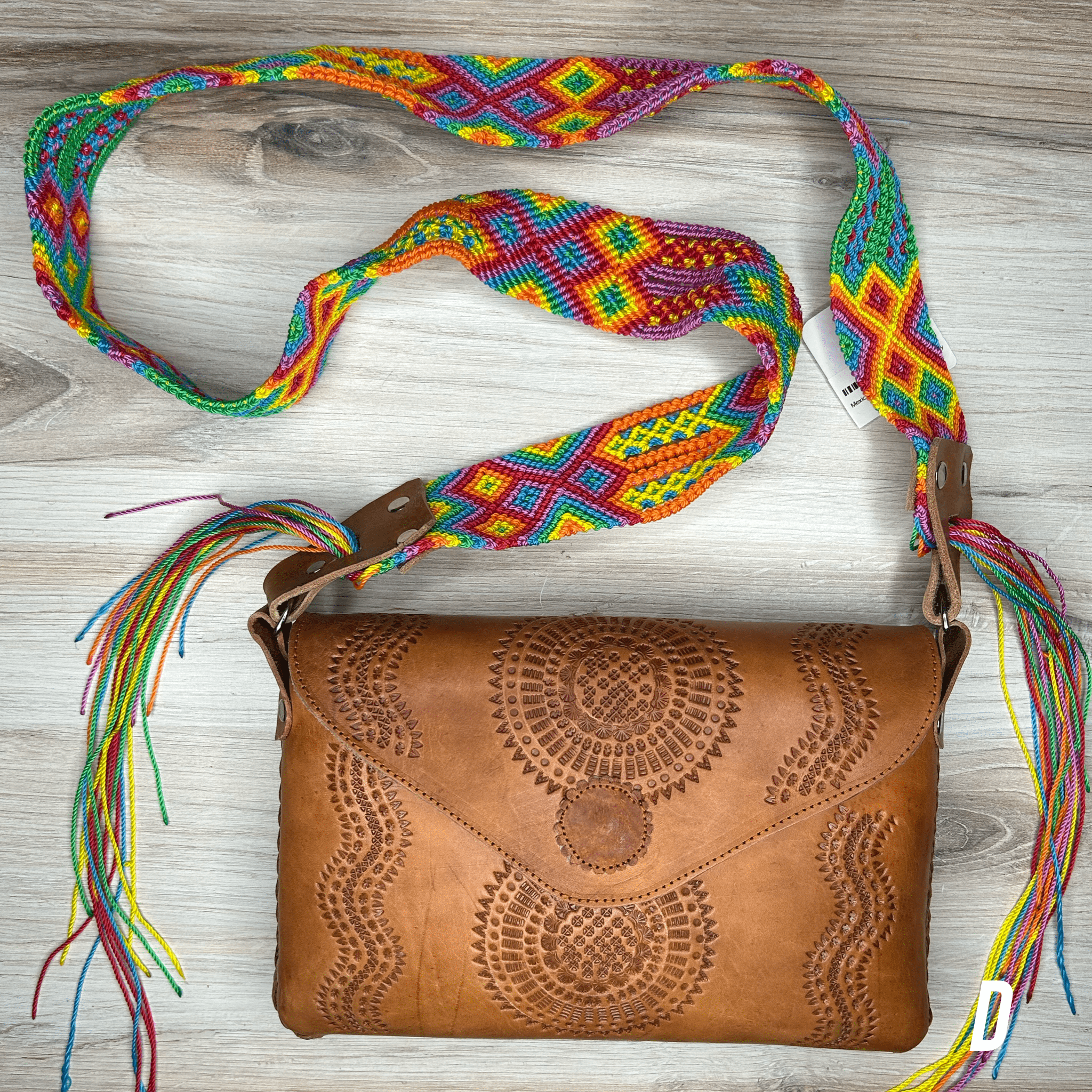 Mexican Leather Envelope Crossbody Bag - Hand Tooled Mexican Leather Envelope Crossbody Bag - Hand Tooled