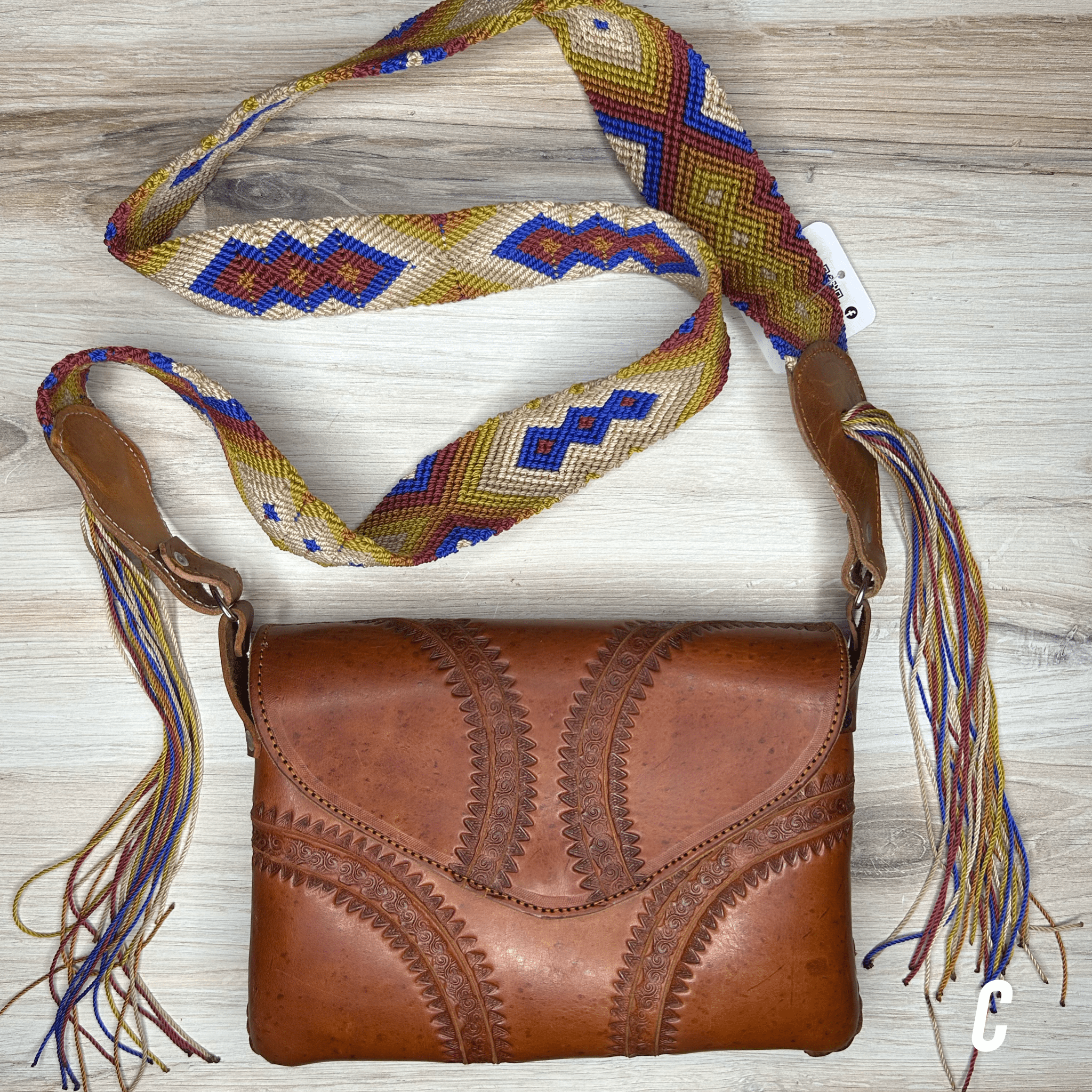 Mexican Leather Envelope Crossbody Bag - Hand Tooled Mexican Leather Envelope Crossbody Bag - Hand Tooled