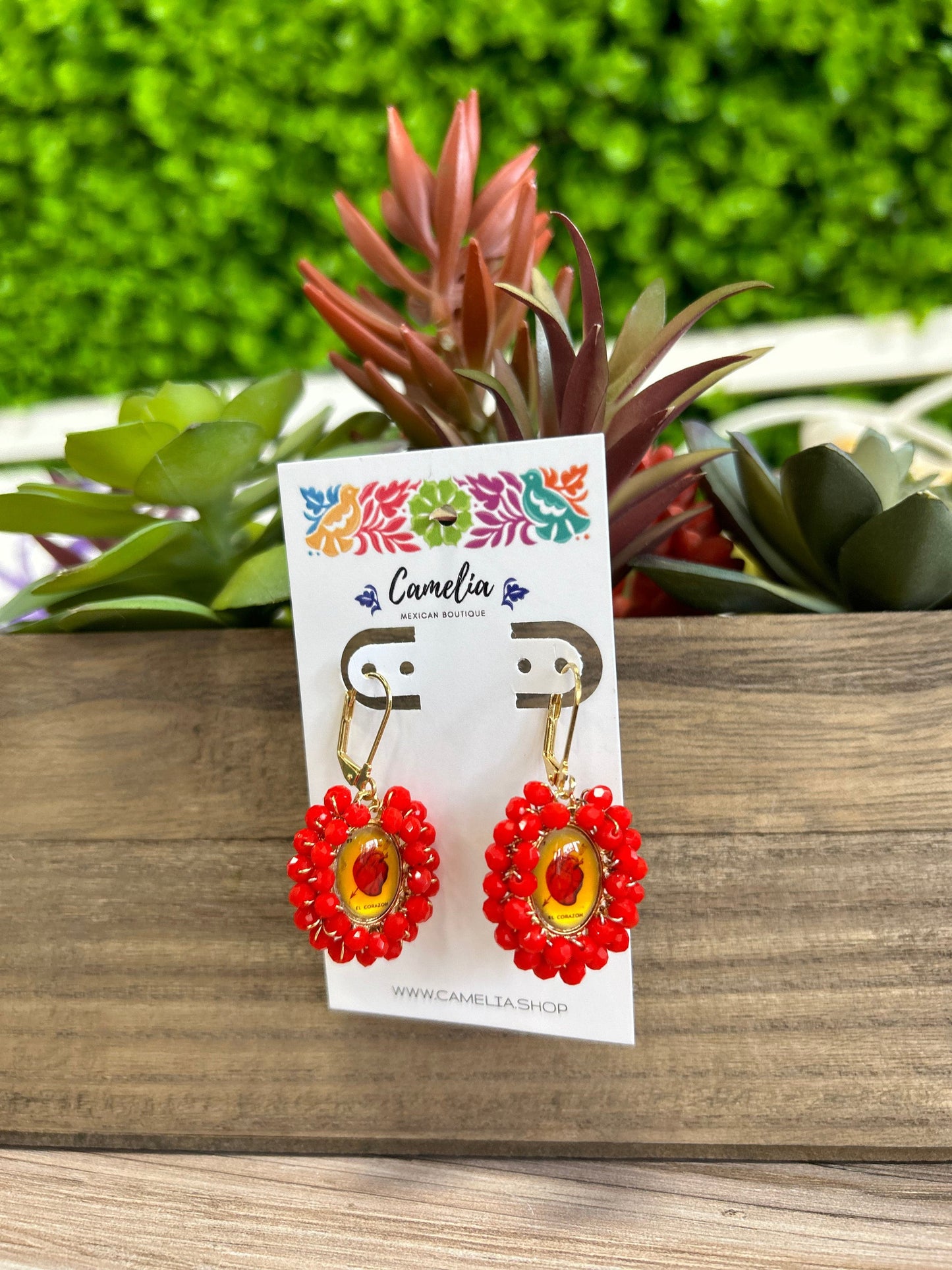 Mexican Loteria Earrings - El Corazon