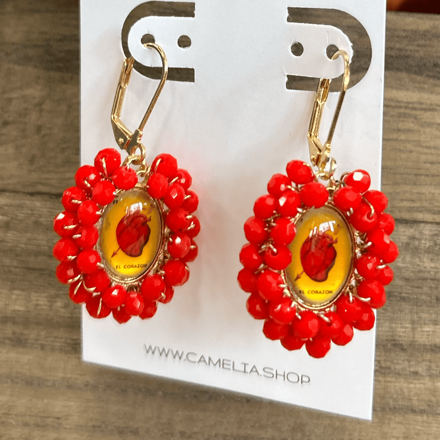 Mexican Loteria Earrings - El Corazon