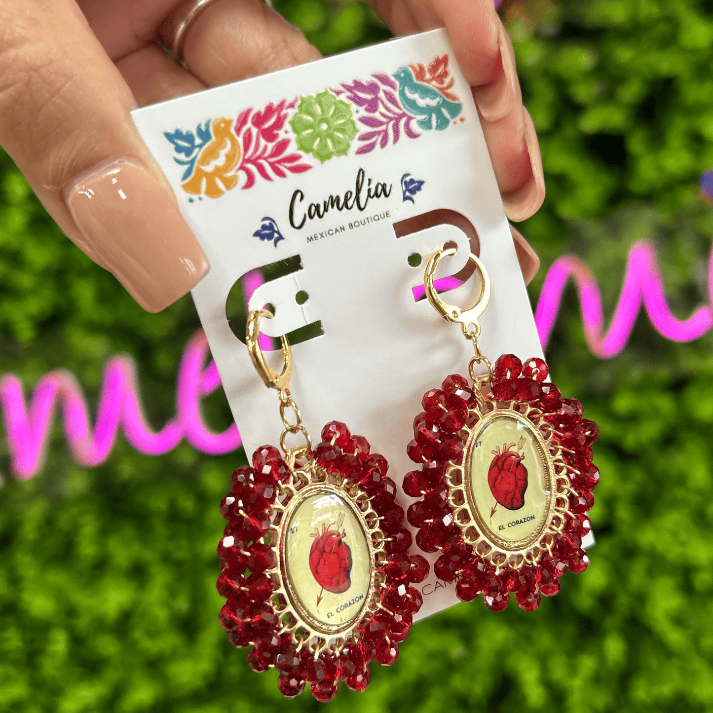 Mexican Loteria Earrings - El Corazon LG Mexican Loteria Earrings - El Corazon LG