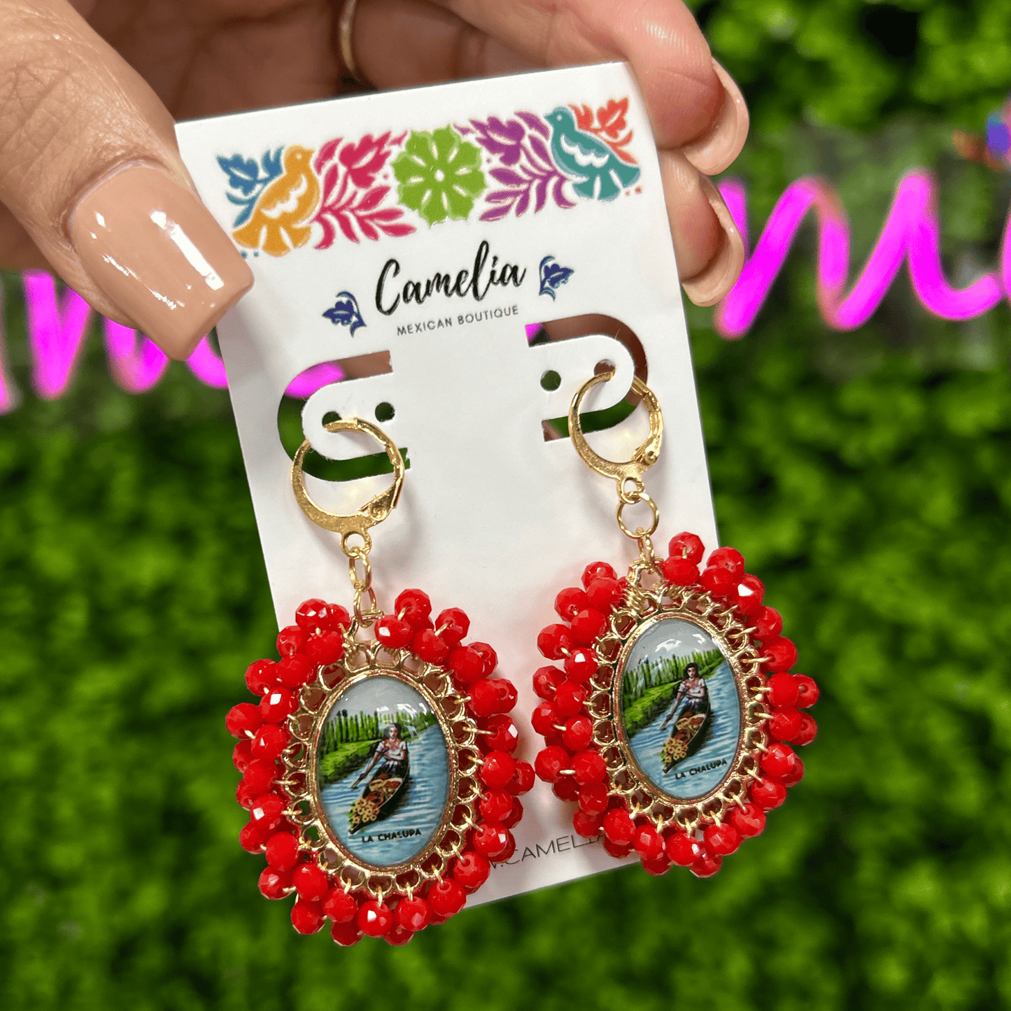Mexican Loteria Earrings - La Chalupa LG Mexican Loteria Earrings - La Chalupa LG