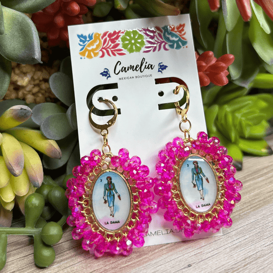 Mexican Loteria Earrings - La Dama LG