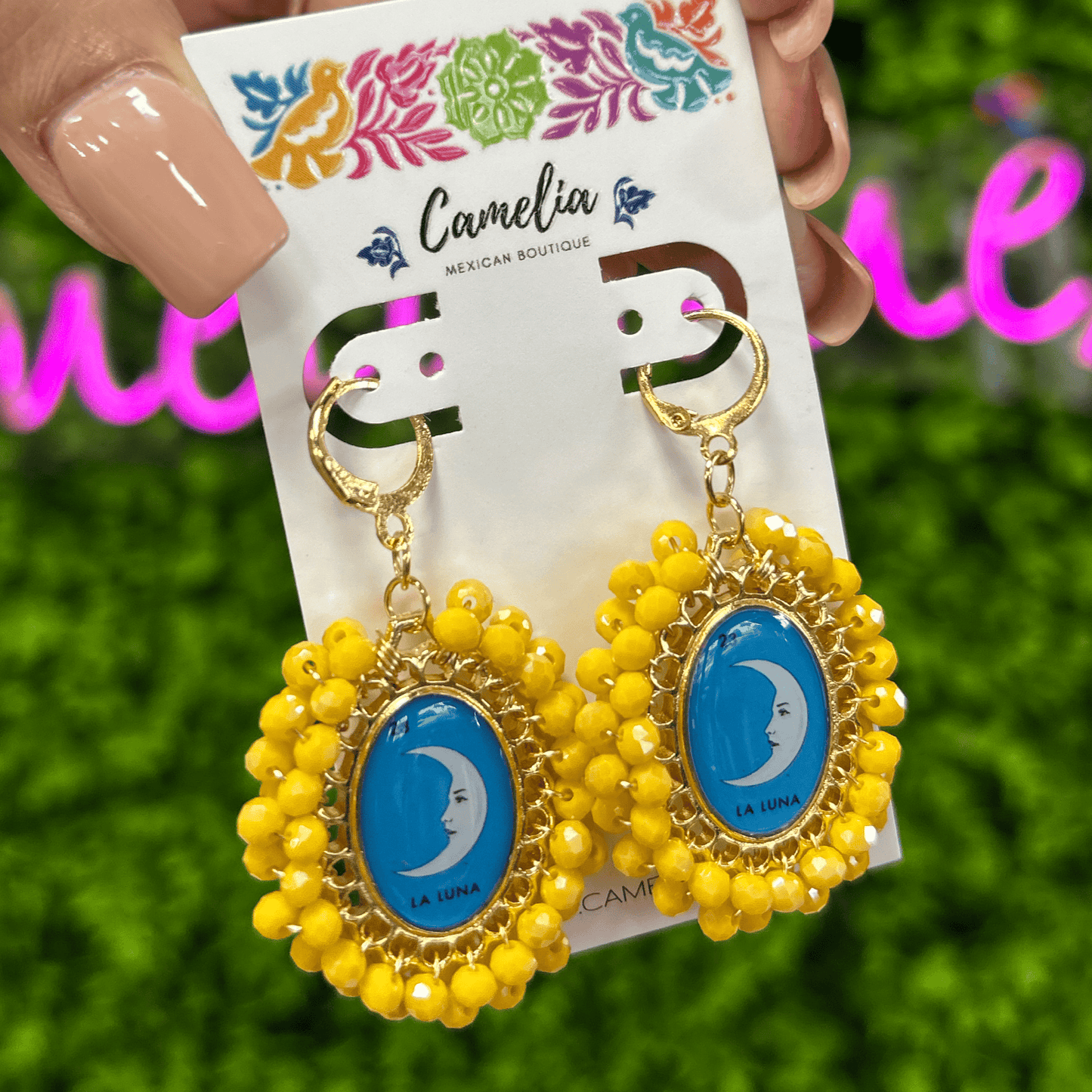 Mexican Loteria Earrings - La Luna LG Mexican Loteria Earrings - La Luna LG