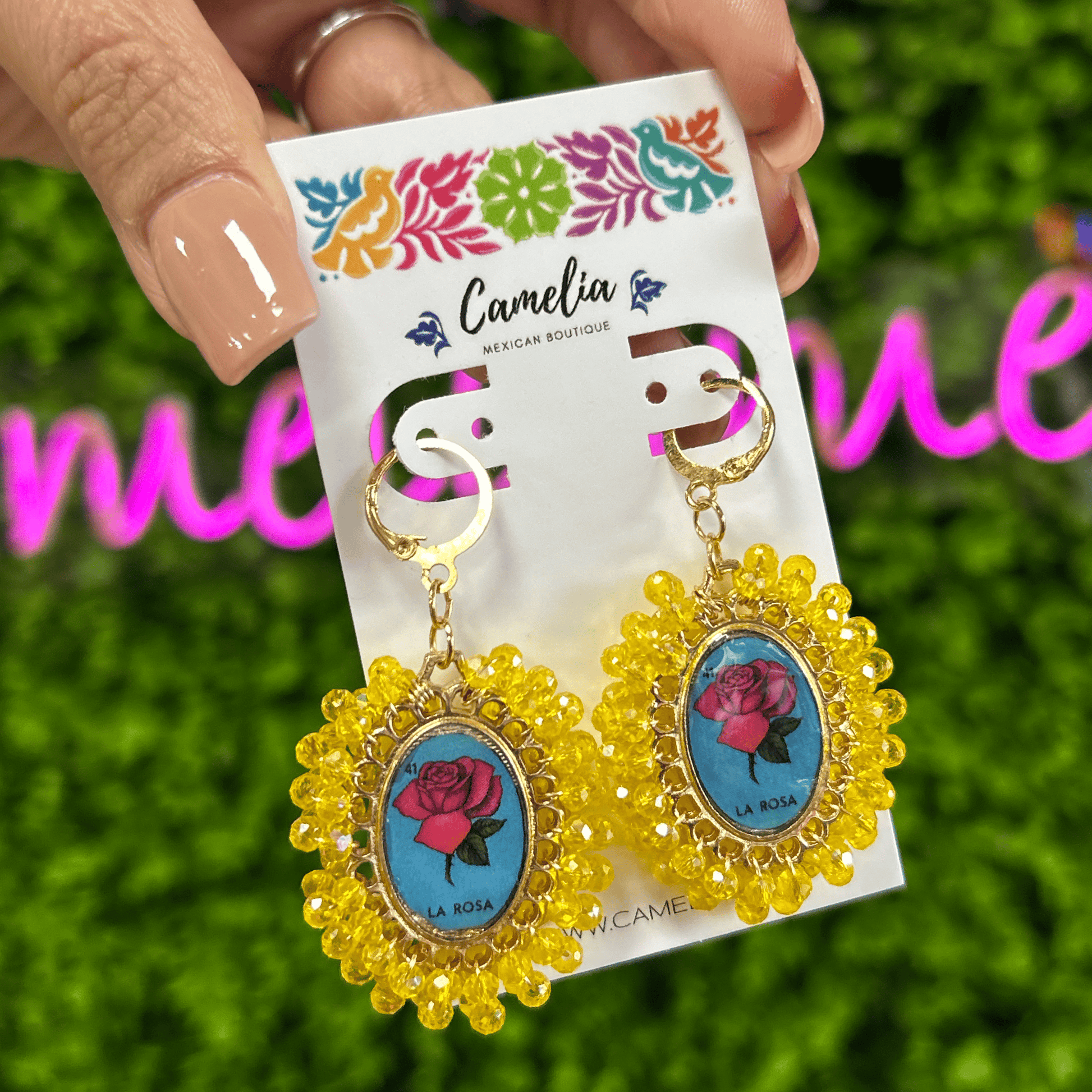 Mexican Loteria Earrings - La Rosa LG Mexican Loteria Earrings - La Rosa LG