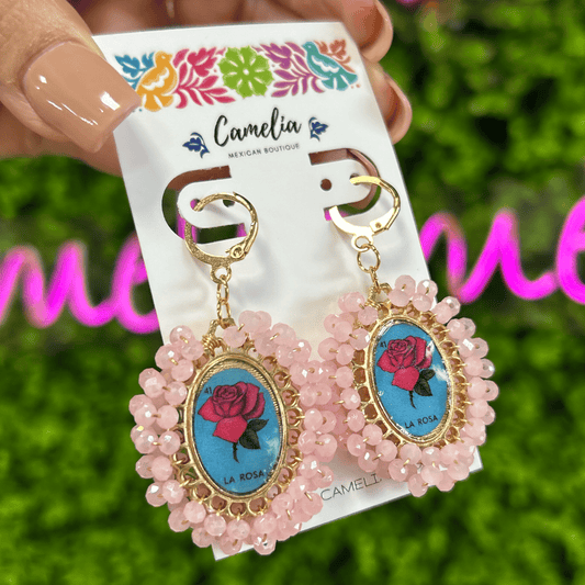 Mexican Loteria Earrings - La Rosa LG Mexican Loteria Earrings - La Rosa LG