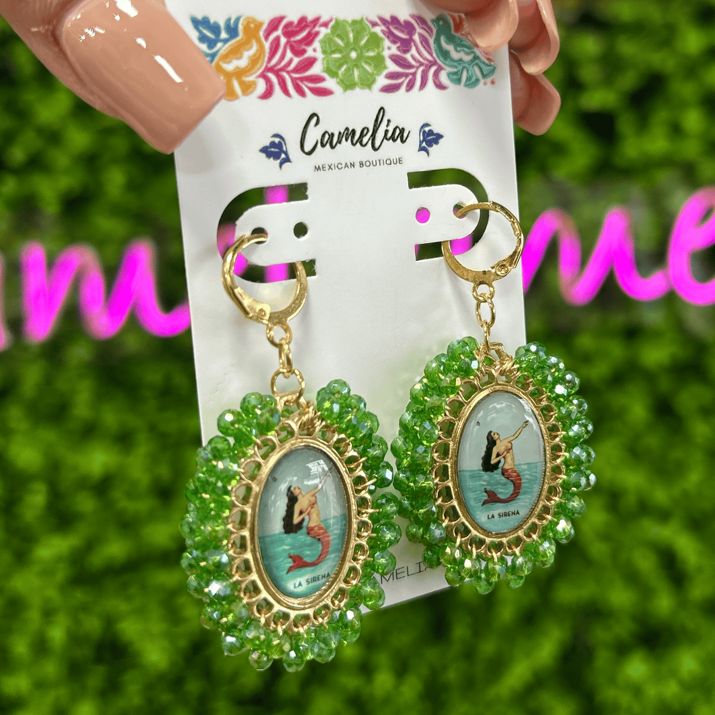 Mexican Loteria Earrings - La Sirena LG Mexican Loteria Earrings - La Sirena LG