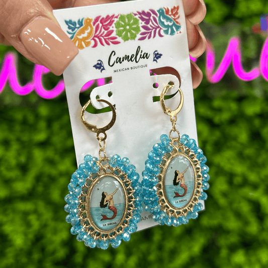 Mexican Loteria Earrings - La Sirena LG Mexican Loteria Earrings - La Sirena LG