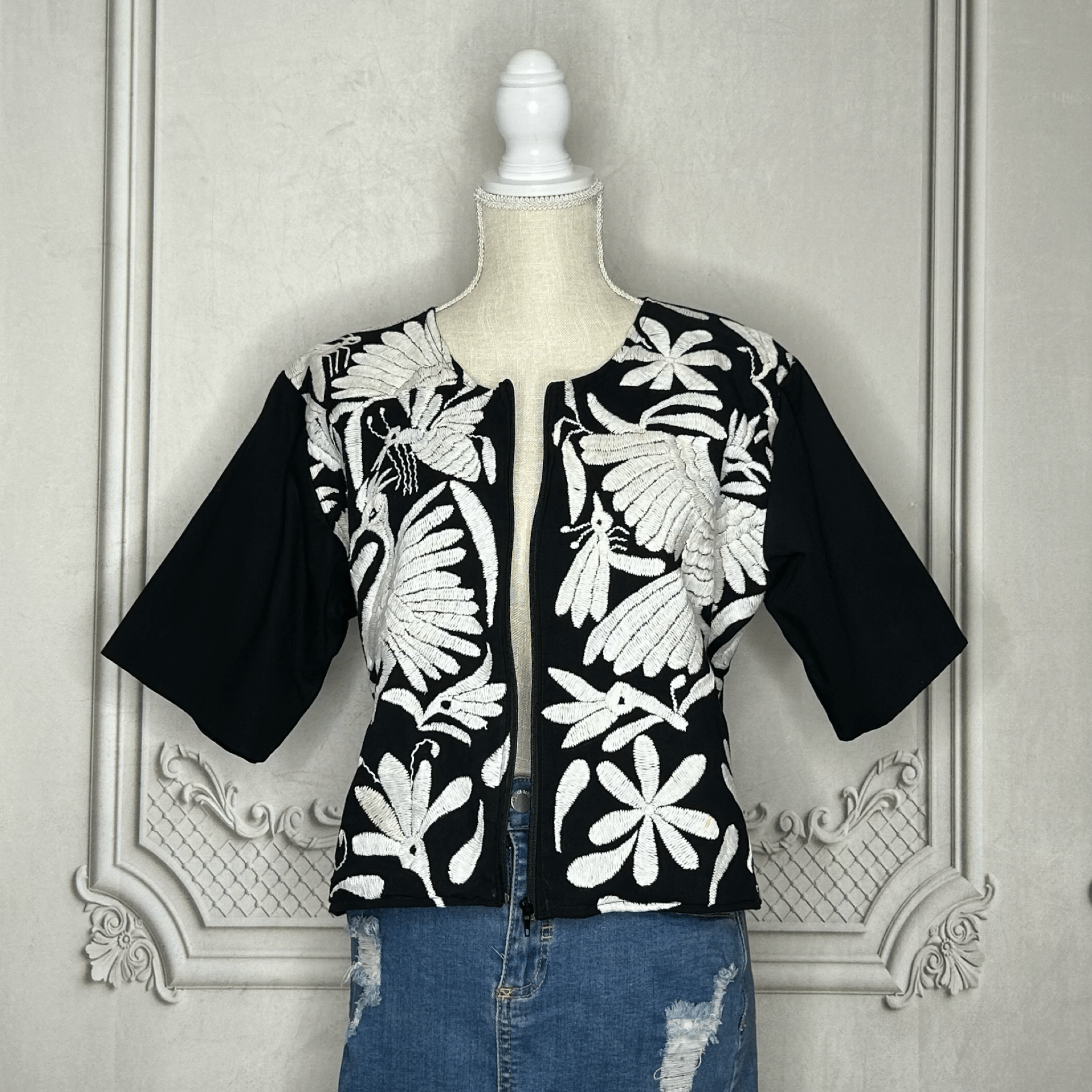 Mexican Otomi Blazer - Black
