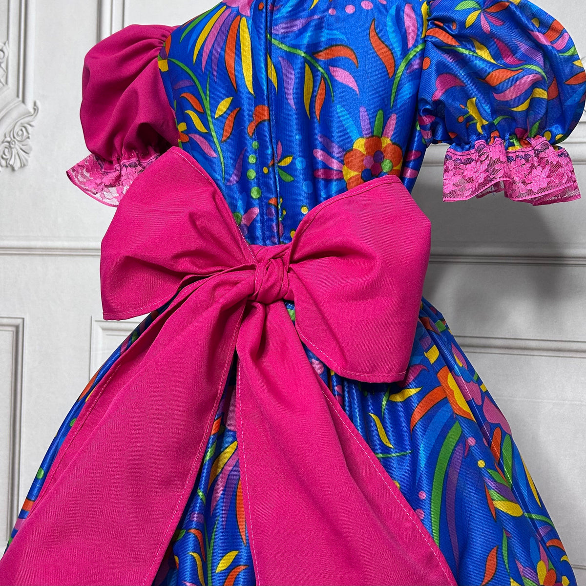 Mexican Otomi Charro Dress for Girls - Pleated Top Mexican Otomi Charro Dress for Girls - Pleated Top