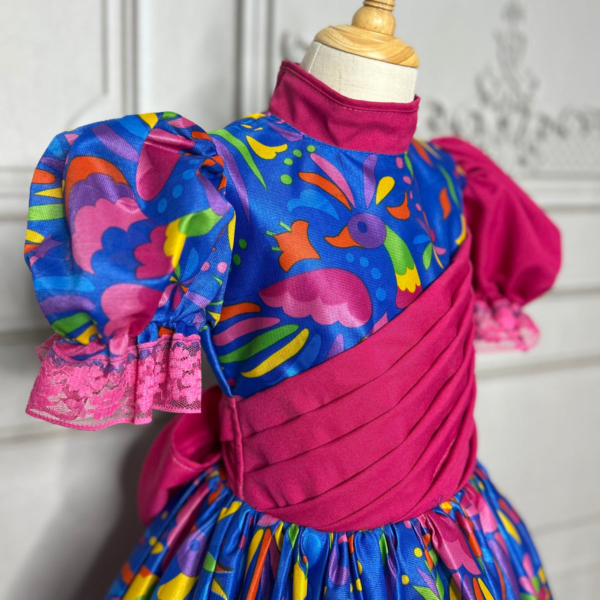 Mexican Otomi Charro Dress for Girls - Pleated Top Mexican Otomi Charro Dress for Girls - Pleated Top