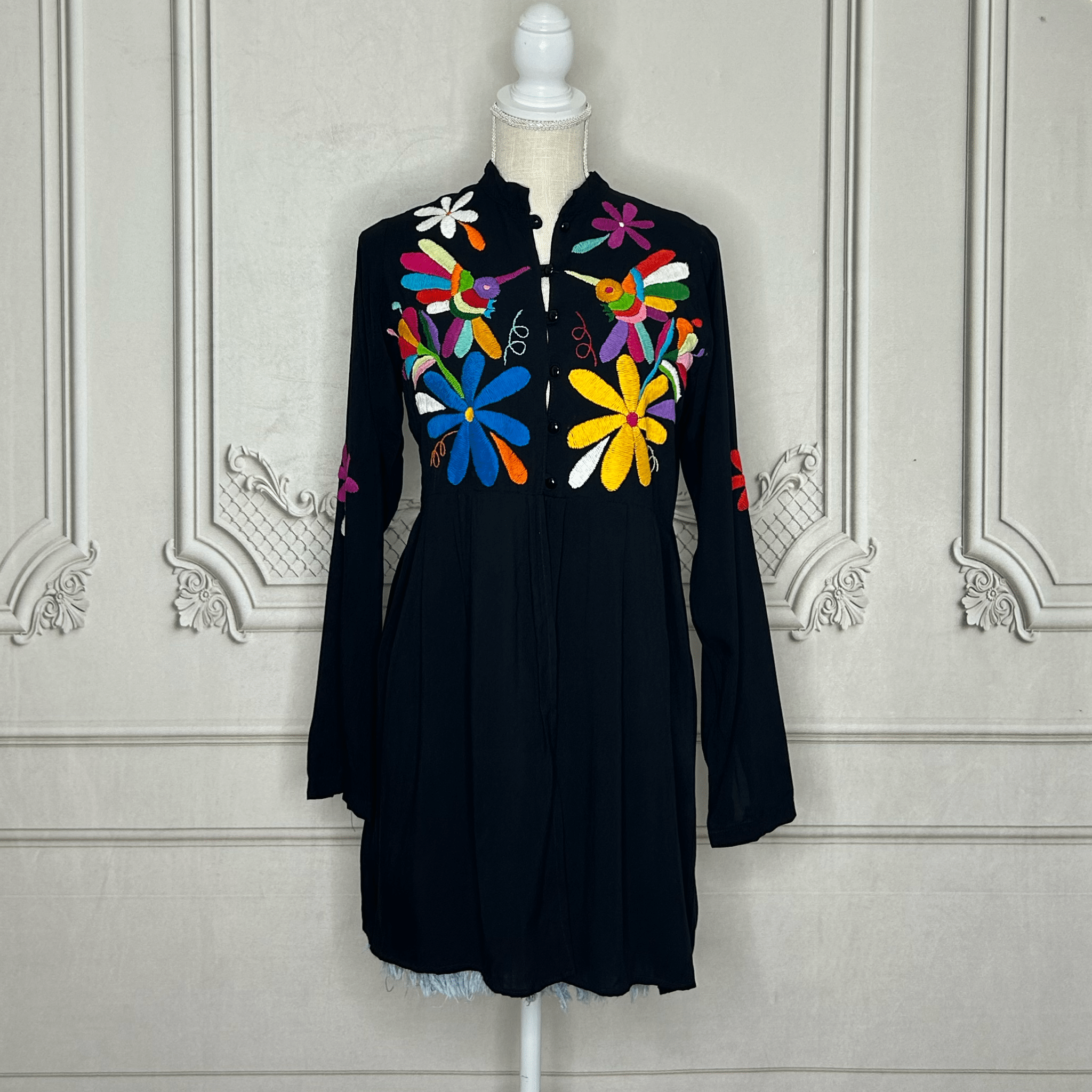 Mexican Otomi Pleated Rayon Tunic Mexican Otomi Pleated Rayon Tunic