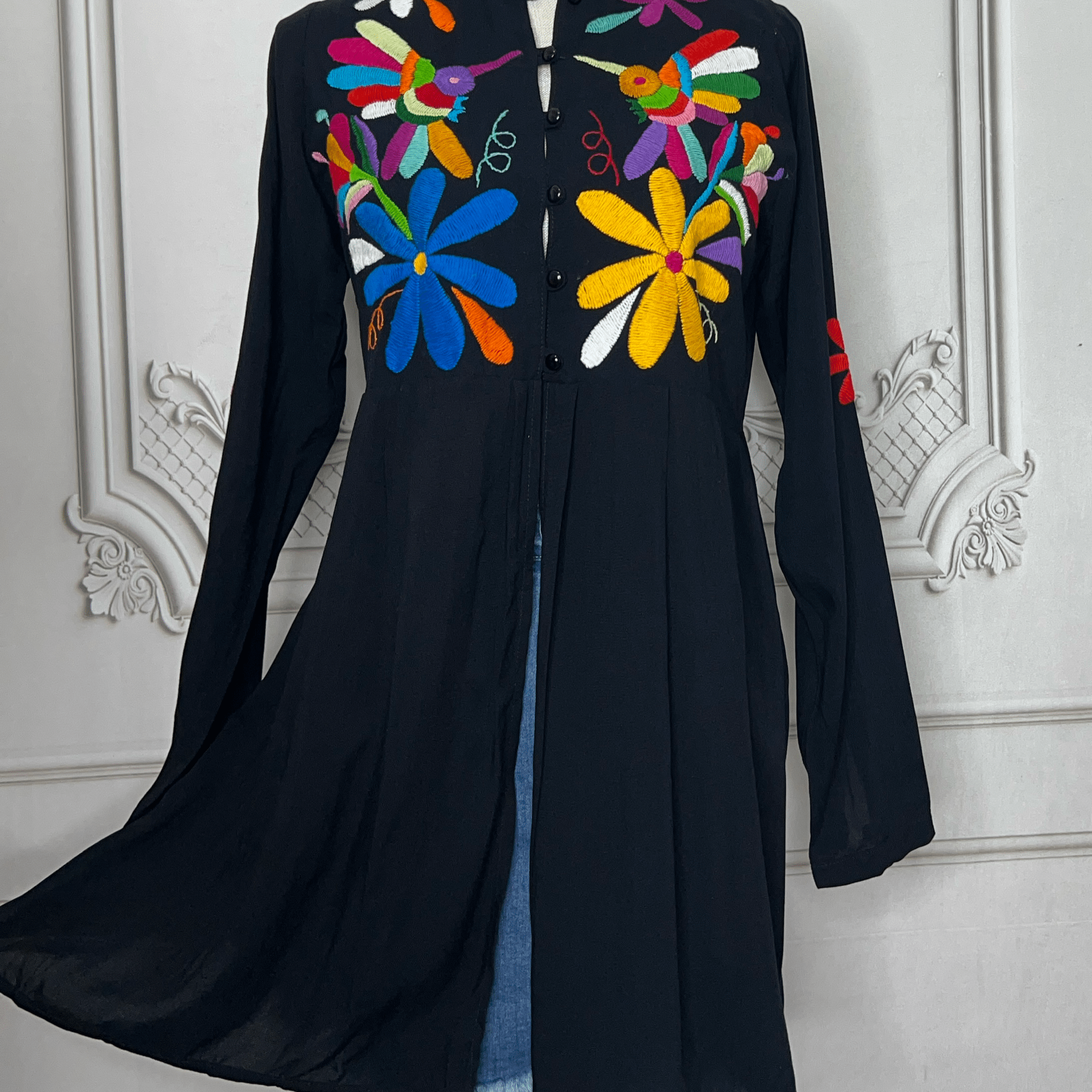 Mexican Otomi Pleated Rayon Tunic Mexican Otomi Pleated Rayon Tunic