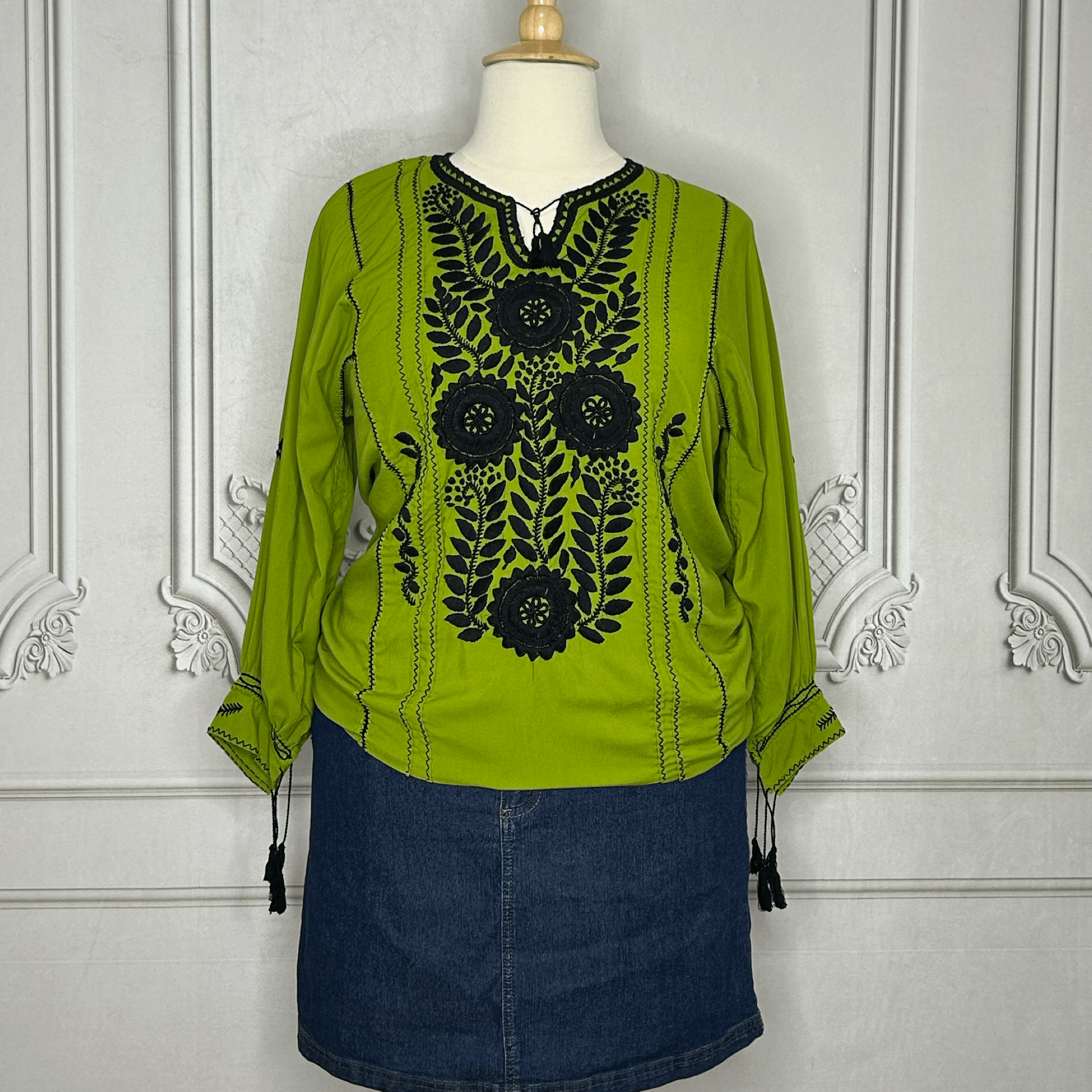 Mexican Plus Size 3/4 Sleeve Tunic - Rococo Mexican Plus Size 3/4 Sleeve Tunic - Rococo