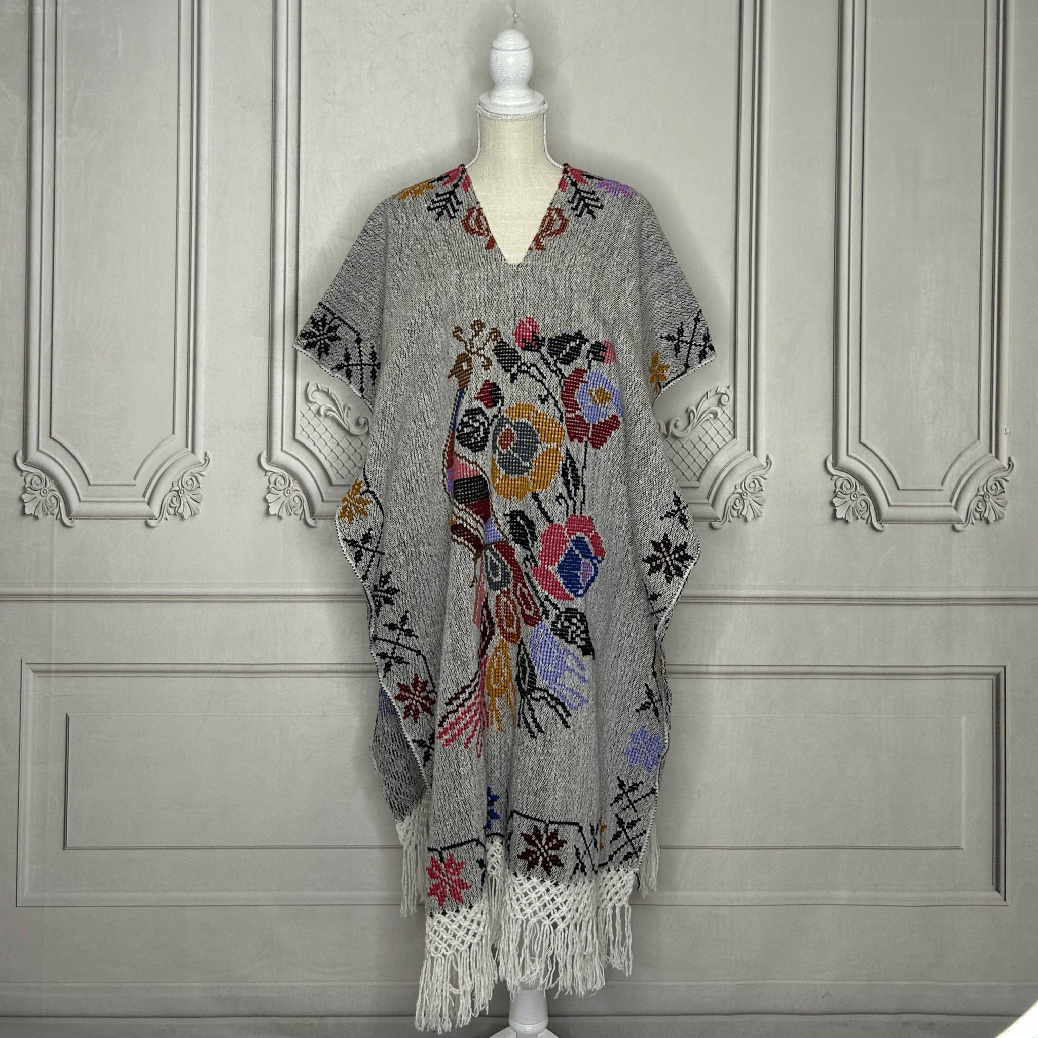 Mexican Poncho Cross Stitch Gray Peacock Mexican Poncho Cross Stitch Gray Peacock