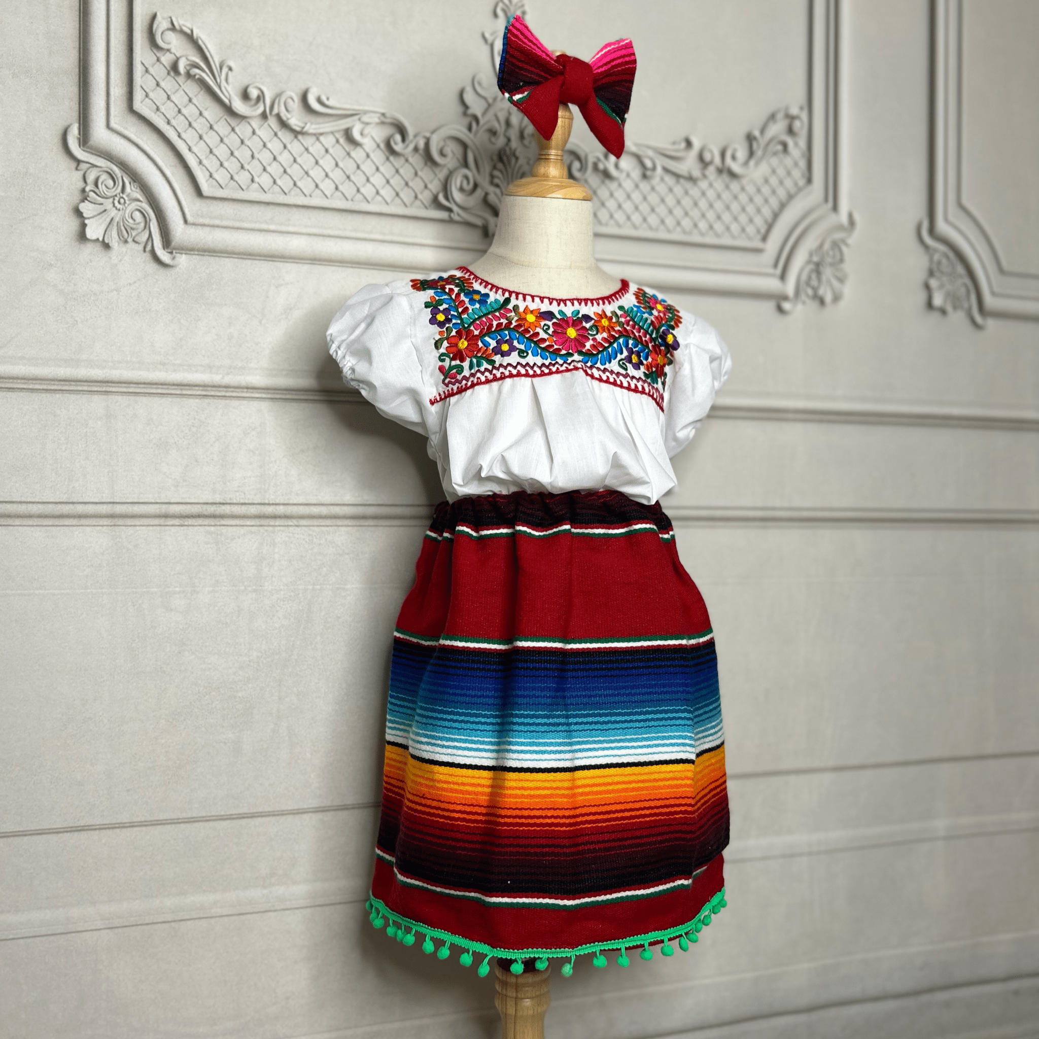 Mexican Sarape Skirt Set - Girls Mexican Sarape Skirt Set - Girls