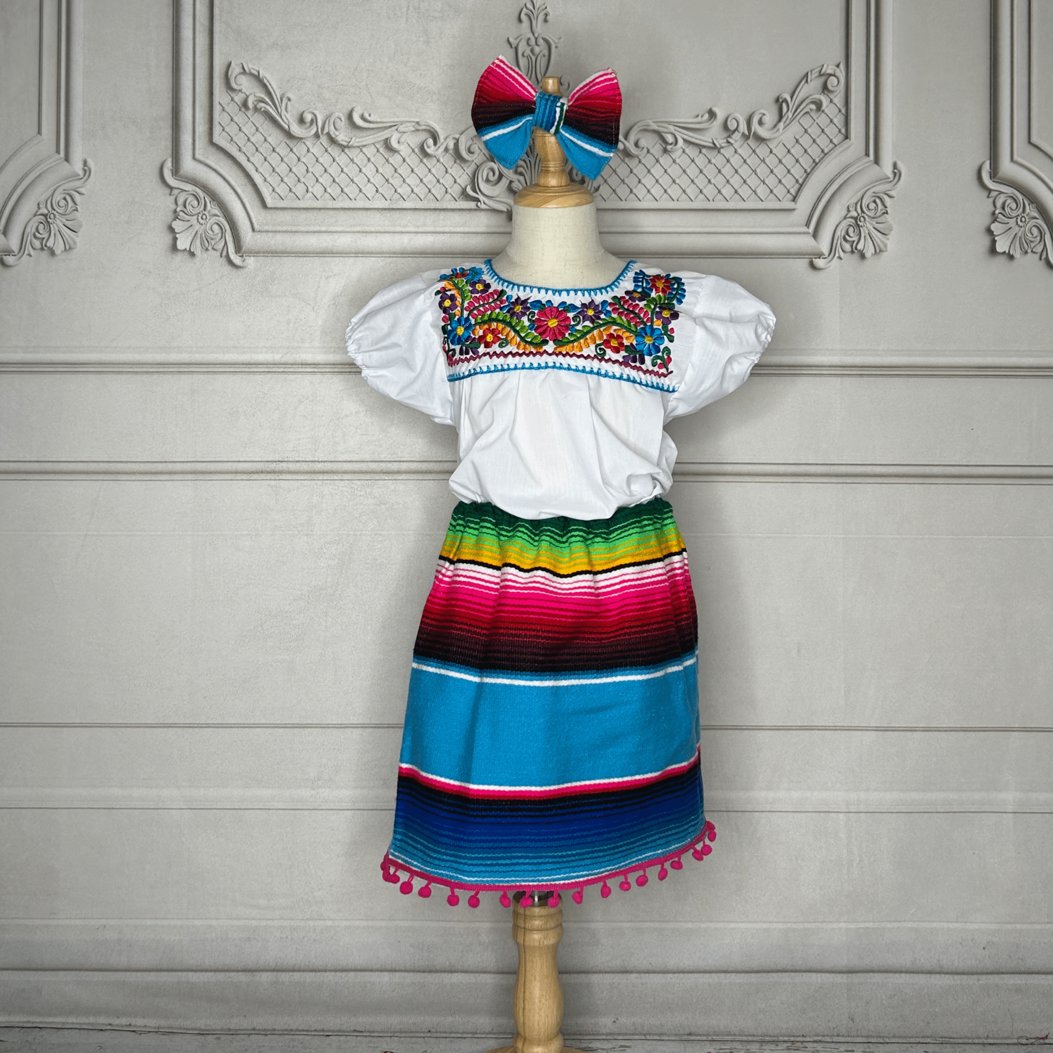 Mexican Sarape Skirt Set - Girls Mexican Sarape Skirt Set - Girls