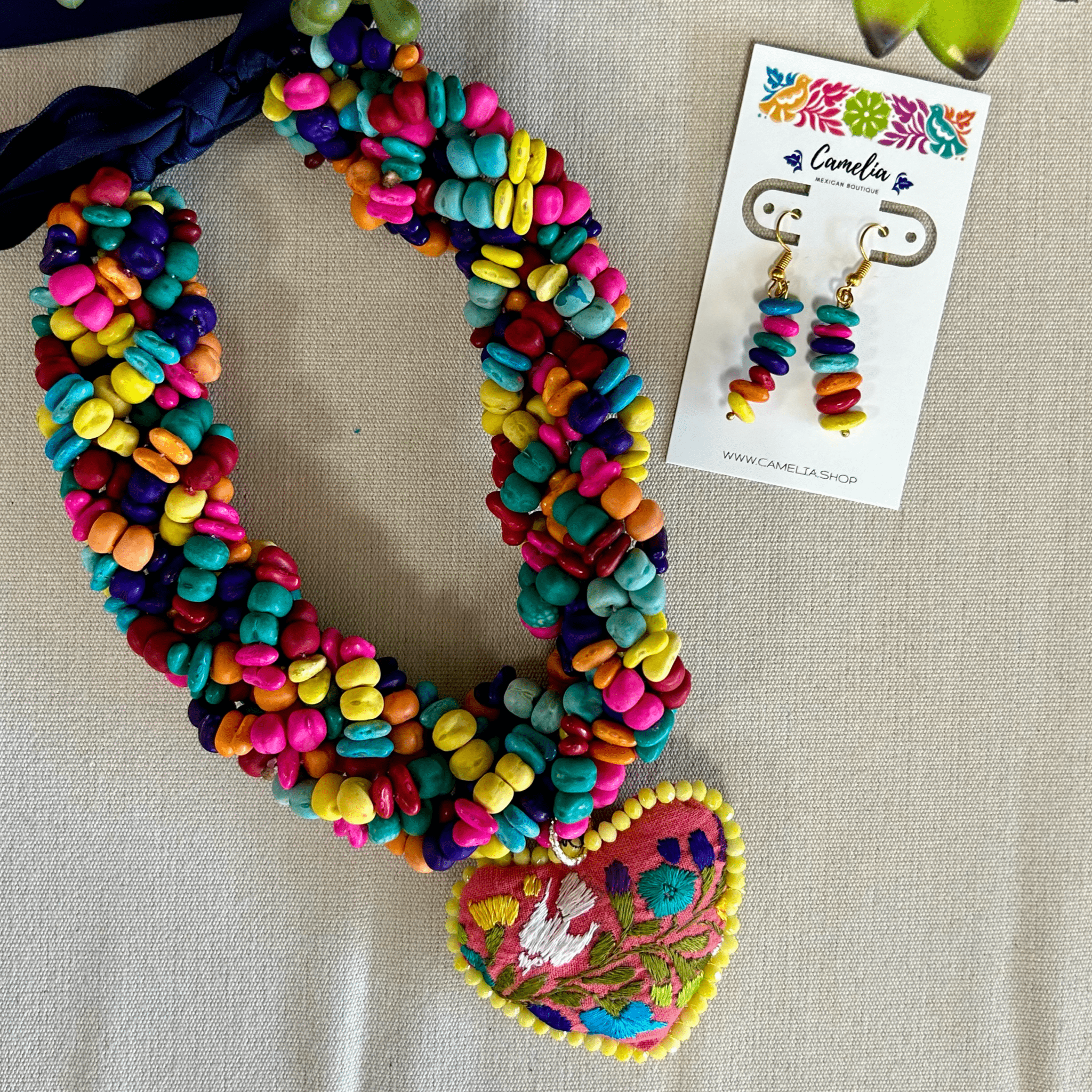 Mexican Seed Necklace San Antonino Heart