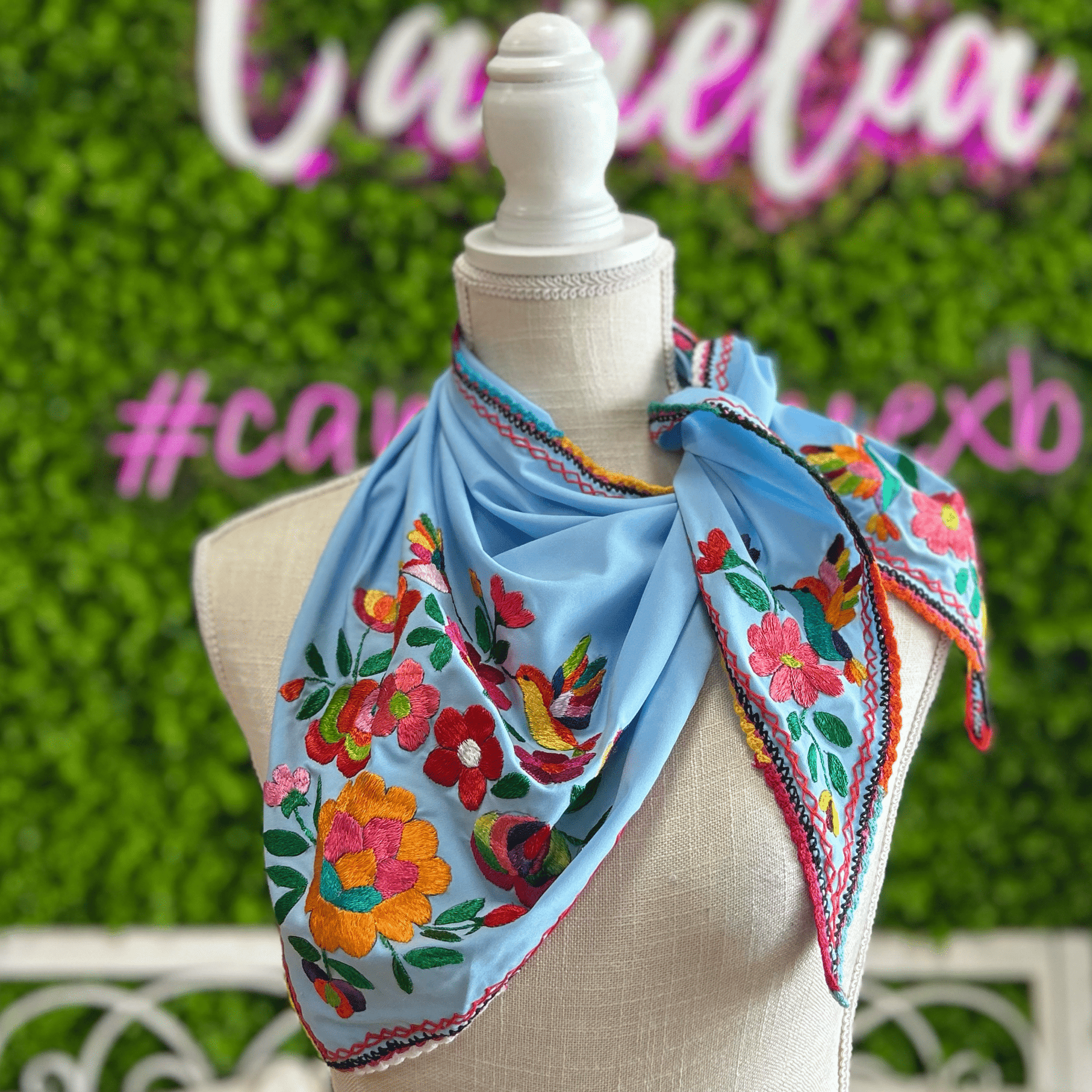 Mexican Silk Embroidered Scarf Mexican Silk Embroidered Scarf