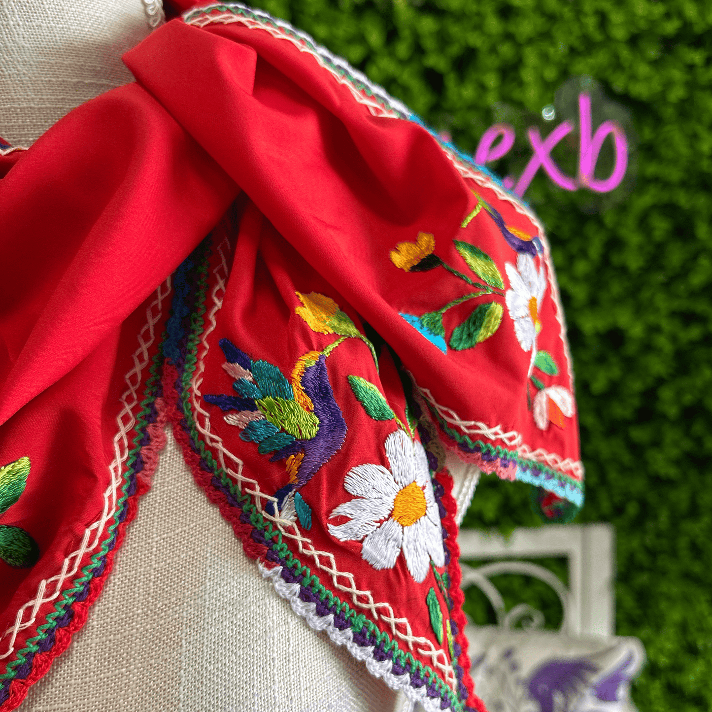 Mexican Silk Embroidered Scarf Mexican Silk Embroidered Scarf