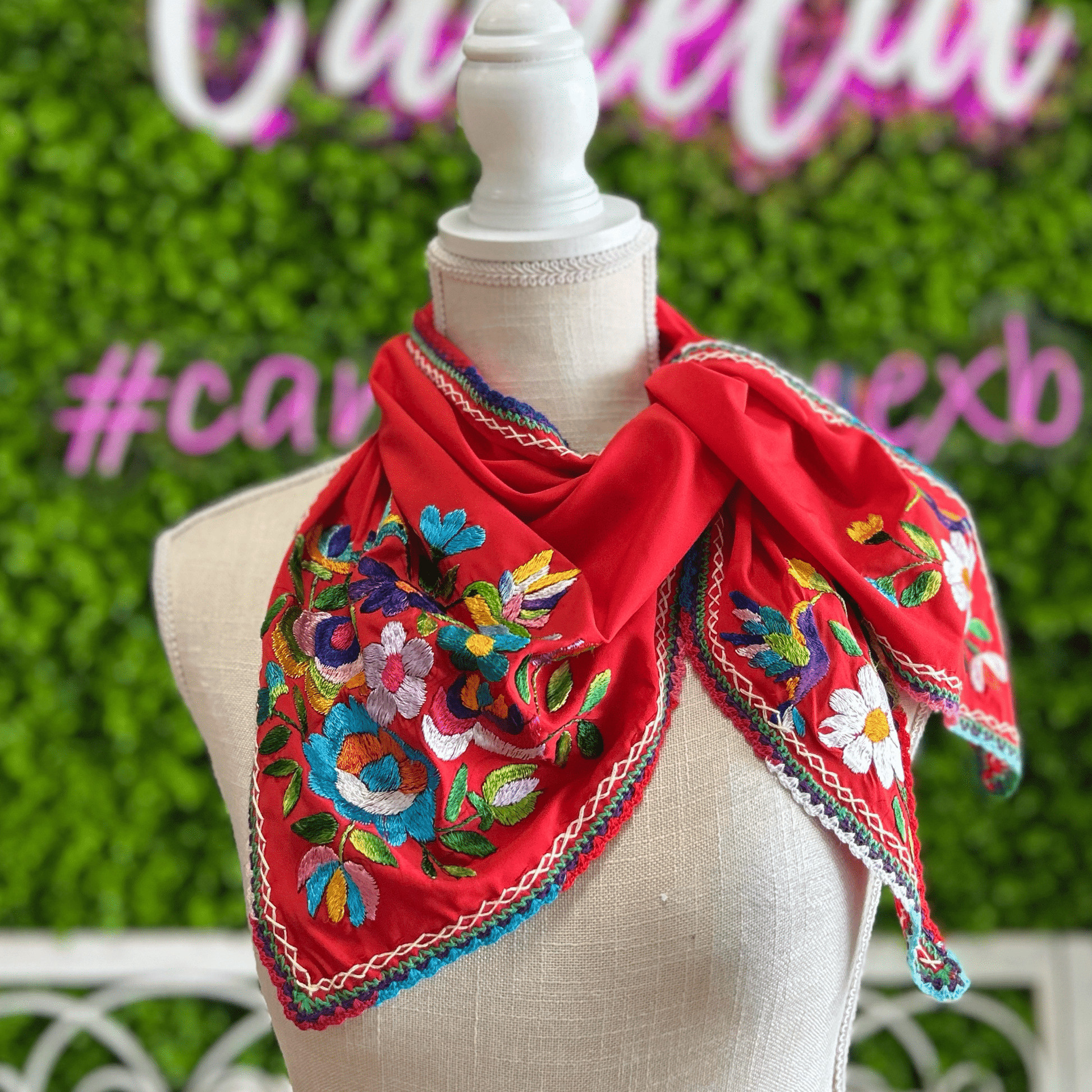 Mexican Silk Embroidered Scarf Mexican Silk Embroidered Scarf