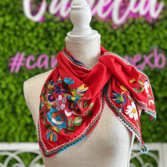 Mexican Silk Embroidered Scarf Mexican Silk Embroidered Scarf