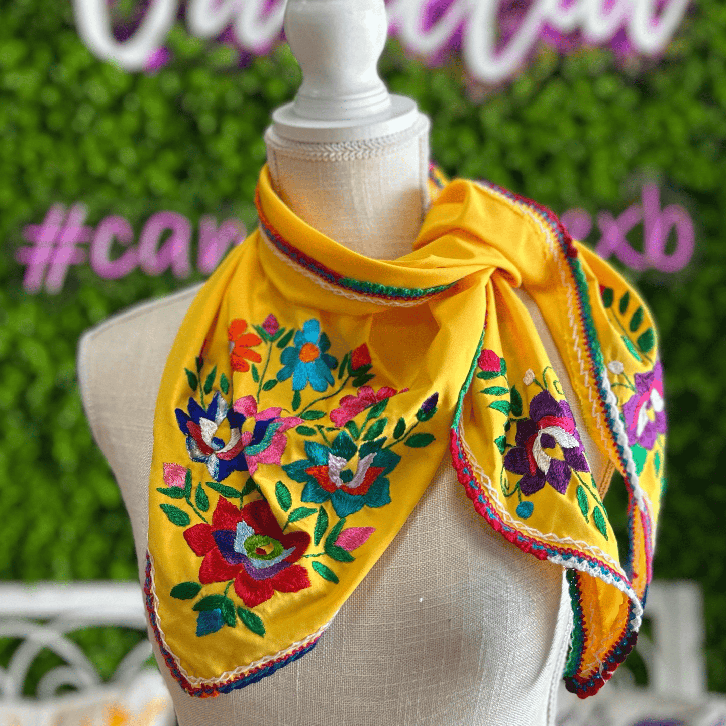 Mexican Silk Embroidered Scarf Mexican Silk Embroidered Scarf