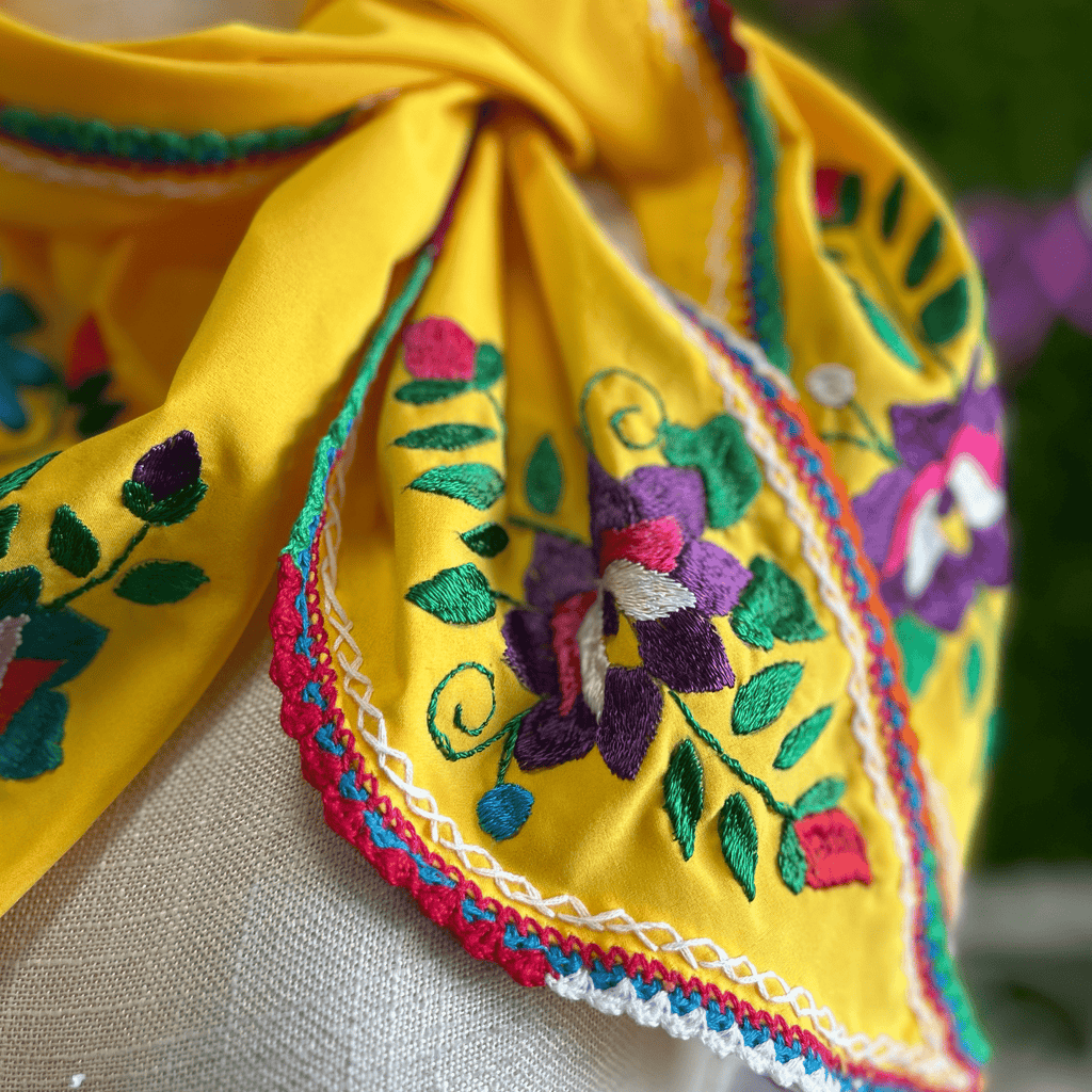 Mexican Silk Embroidered Scarf Mexican Silk Embroidered Scarf