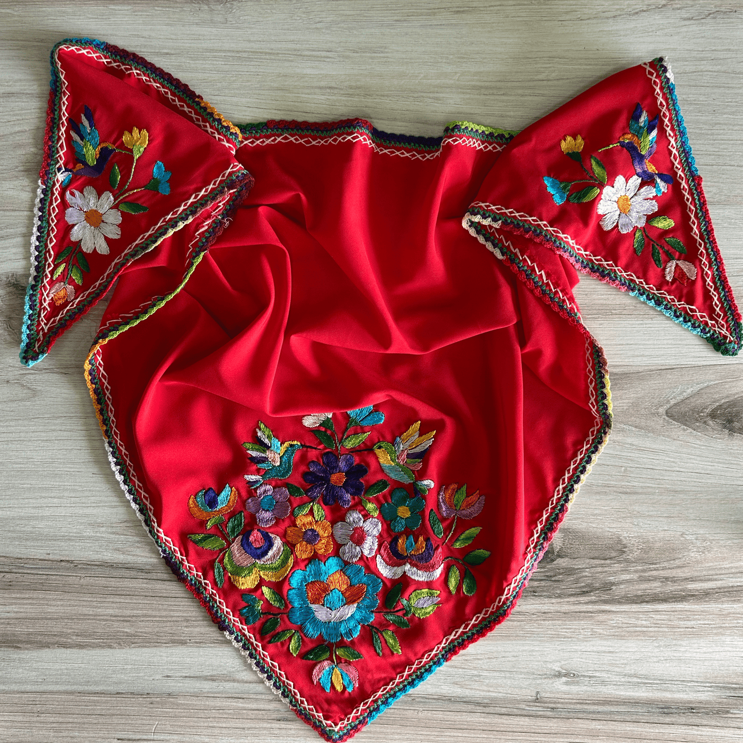Mexican Silk Embroidered Scarf Mexican Silk Embroidered Scarf