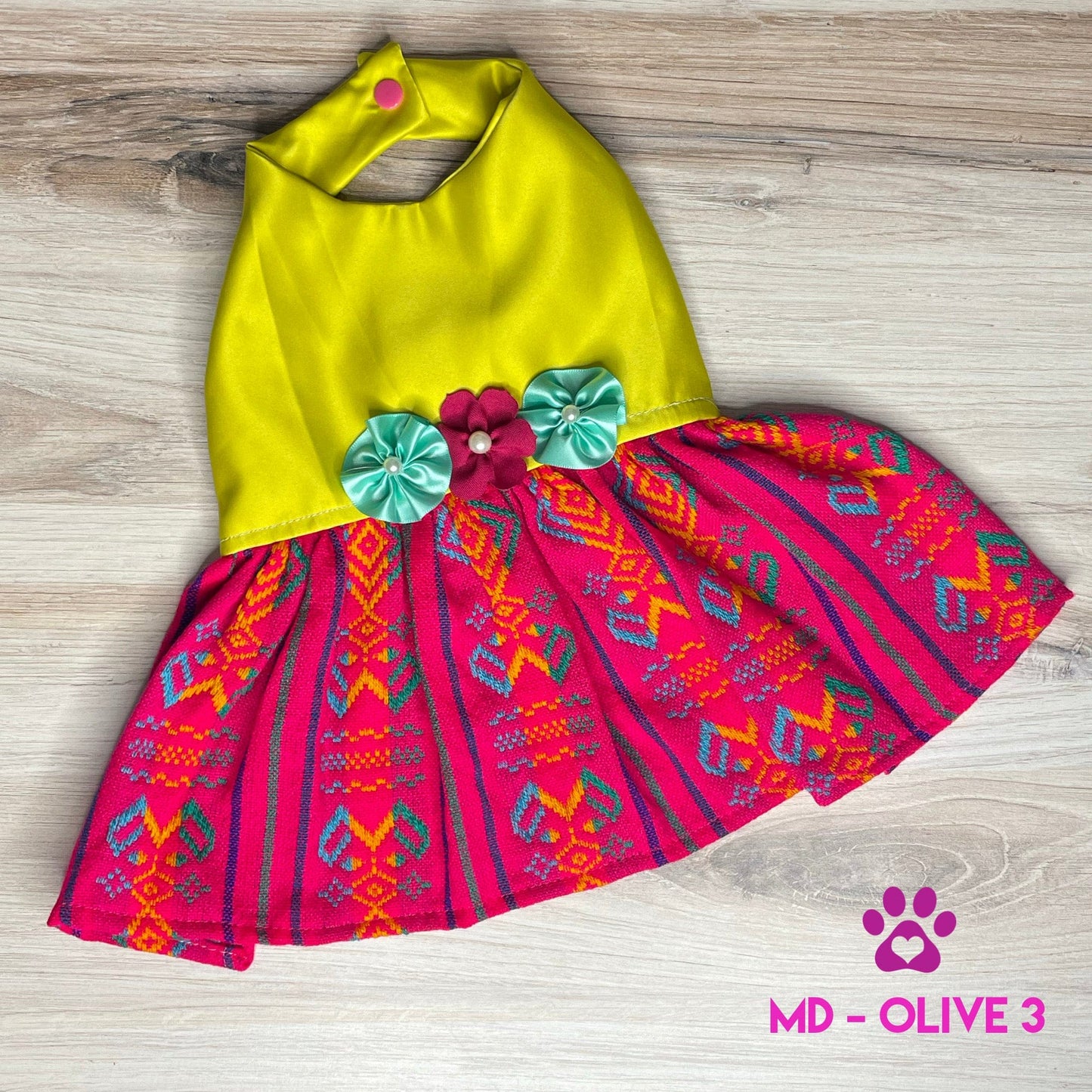 Mexican Style Dog Dress - Cambaya Halter Satin