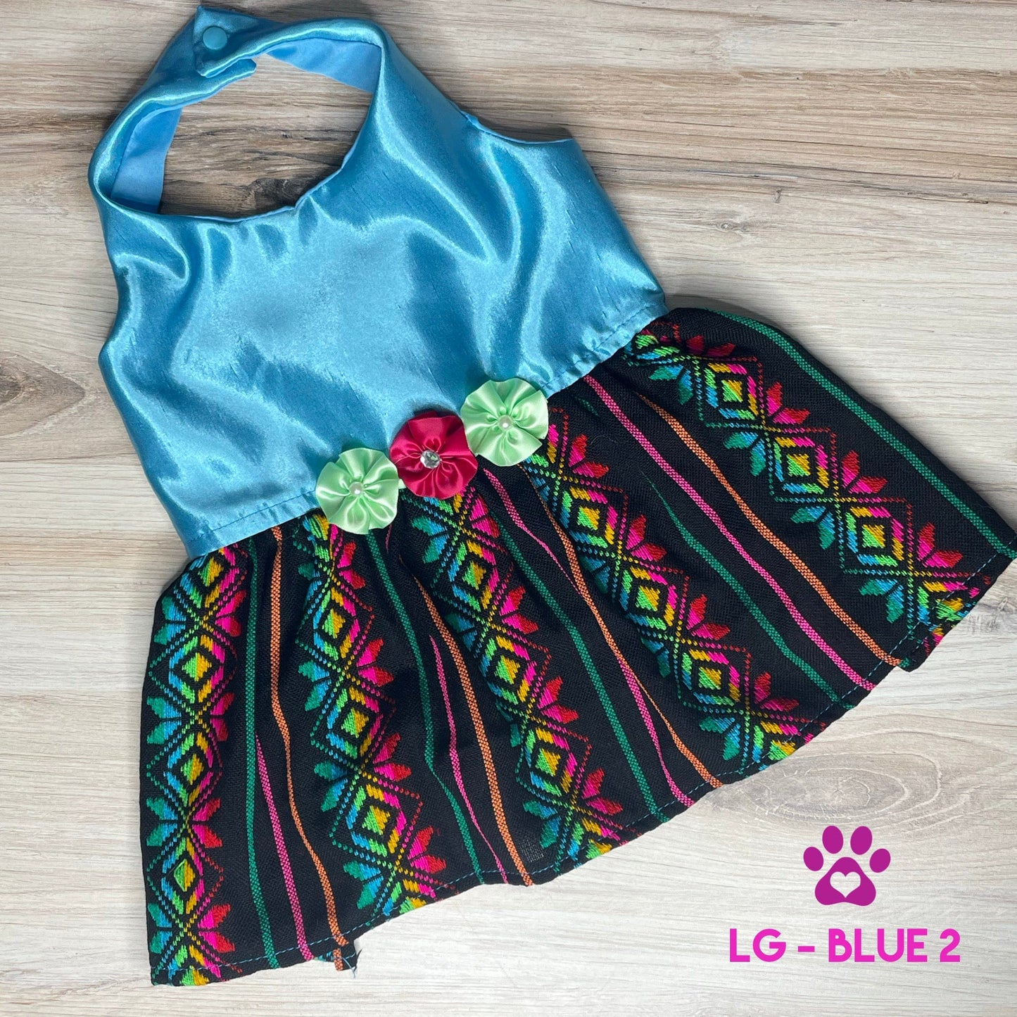 Mexican Style Dog Dress - Cambaya Halter Satin