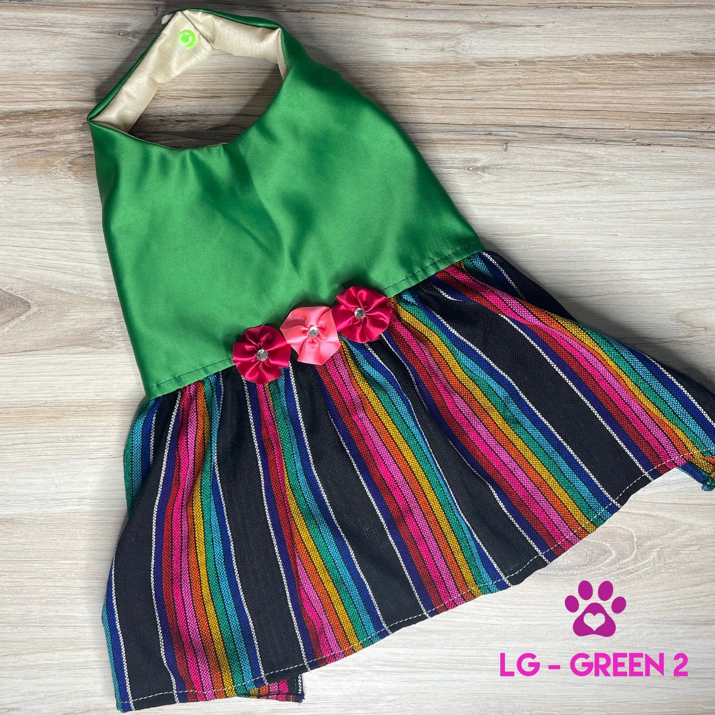 Mexican Style Dog Dress - Cambaya Halter Satin