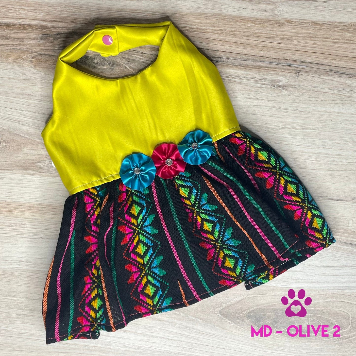 Mexican Style Dog Dress - Cambaya Halter Satin